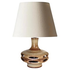 Large Table Lamp in Ceramic Brown color France 1970 Signed West Germany