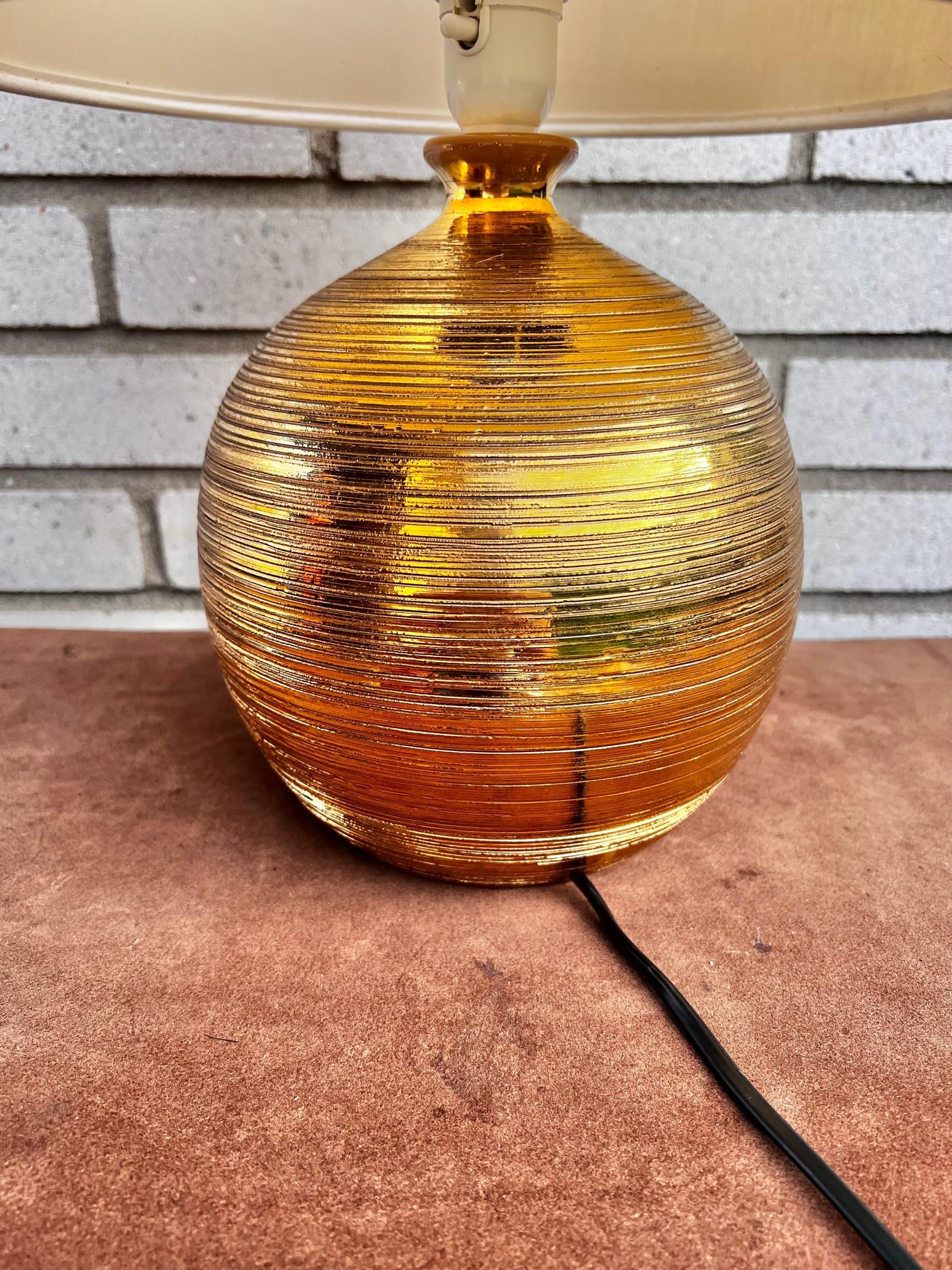 Table Lamp in Ceramic with Golden Glaze by Bitossi for Bergboms In Good Condition For Sale In Genarp, SE