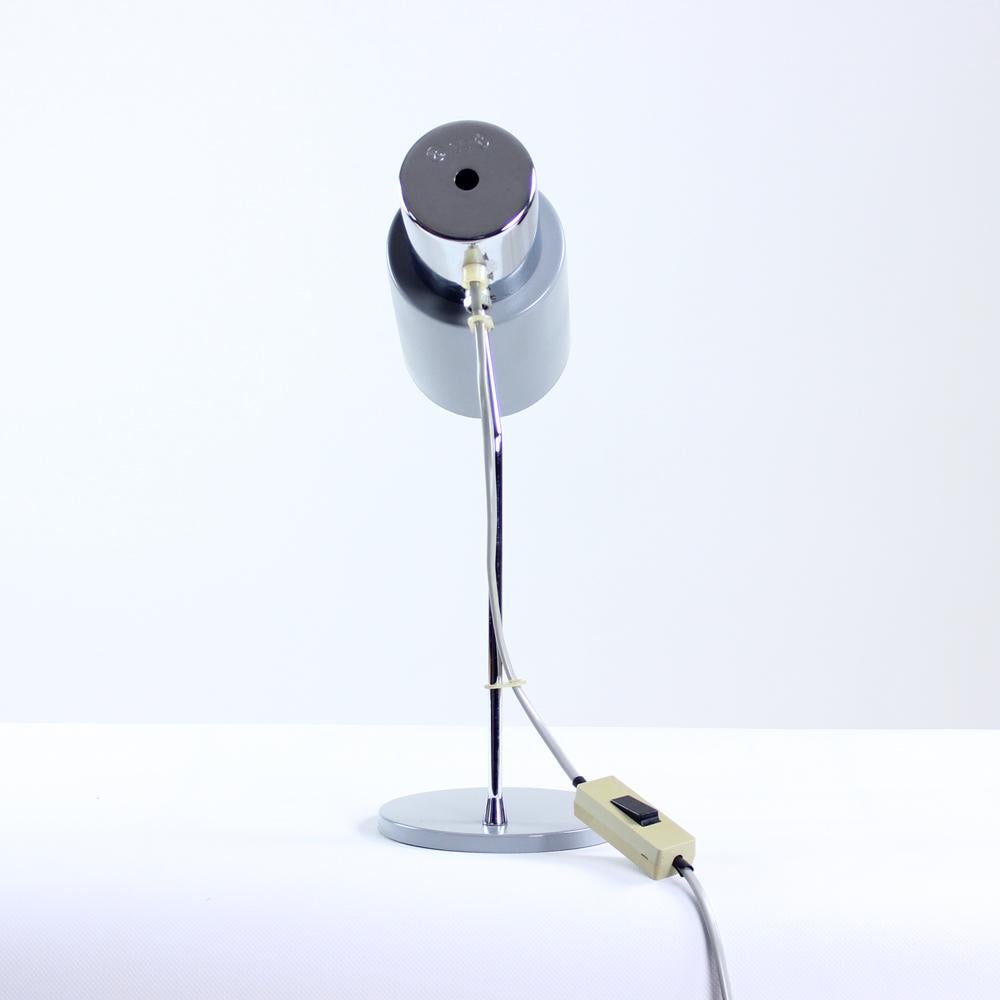 Czech Table Lamp in Chrome and Gray Metal, by Josef Hurka for Napako, 1960s For Sale