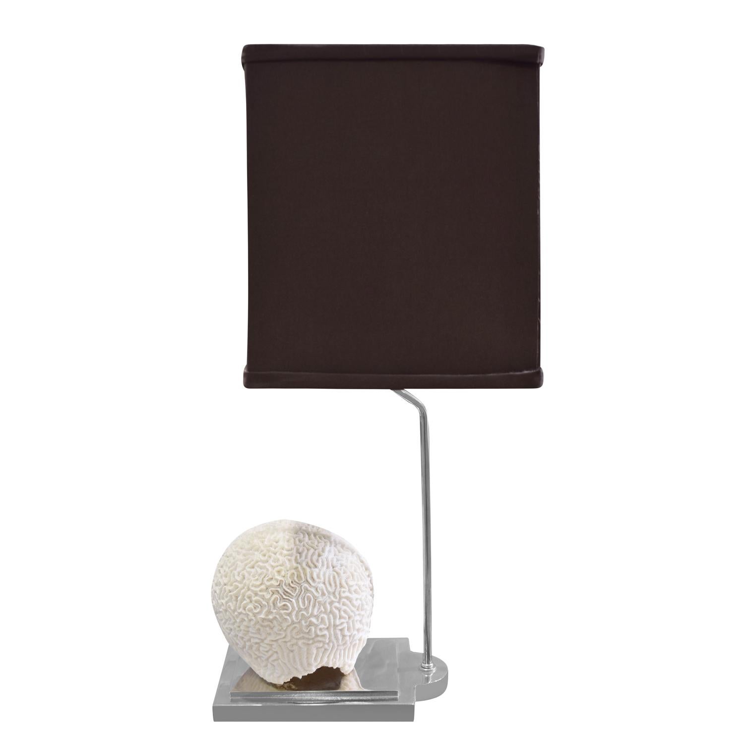 Modern Table Lamp in Chrome with Brain Coral Formation, 1970s For Sale