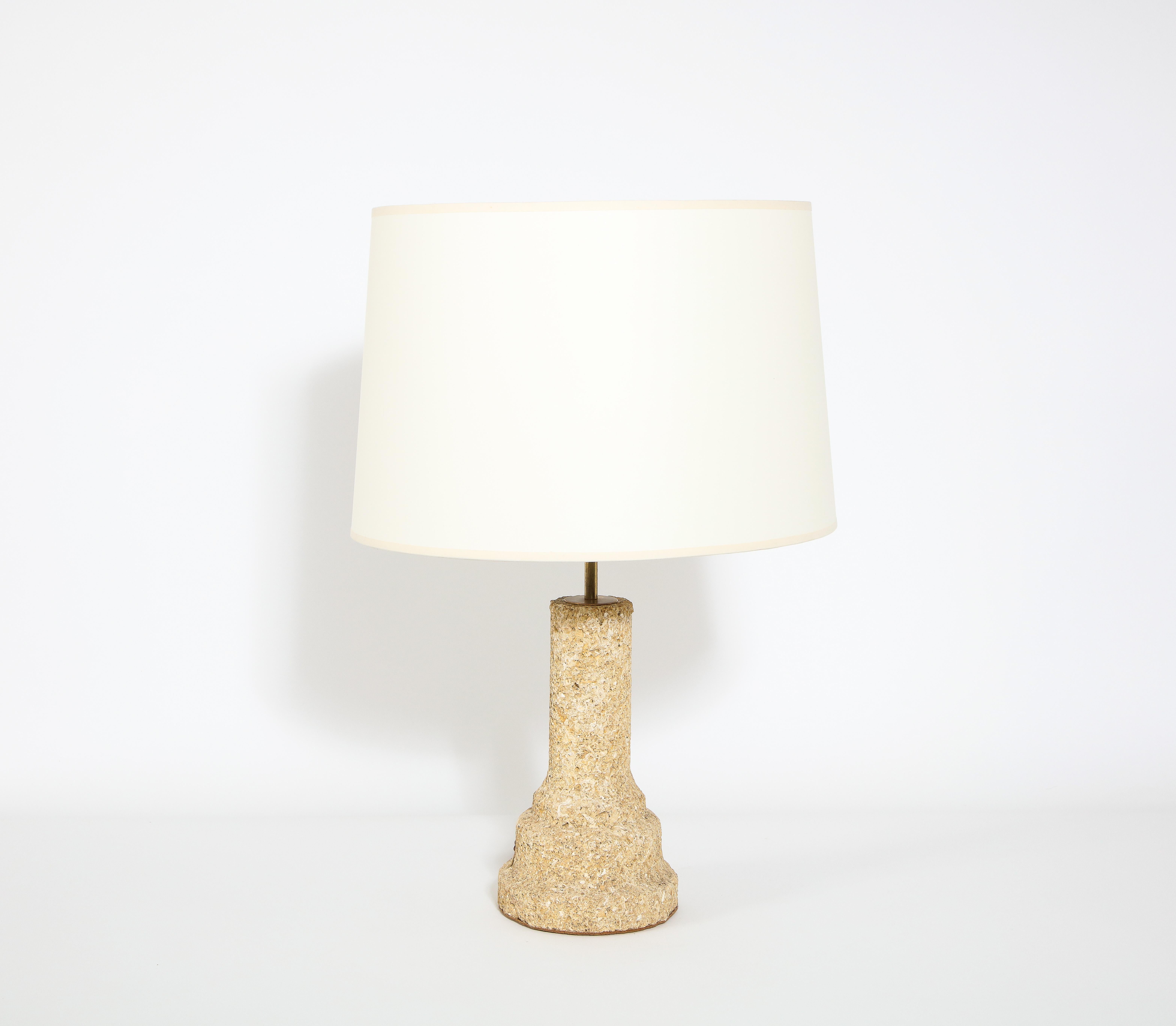 French Table Lamp in Coral Stone, France, 1960's