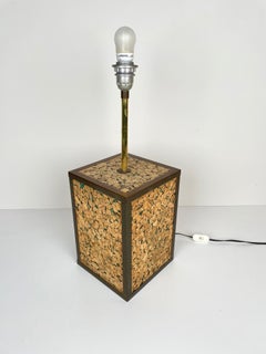 Table Lamp in Cork and Brass, Italy, 1970s
