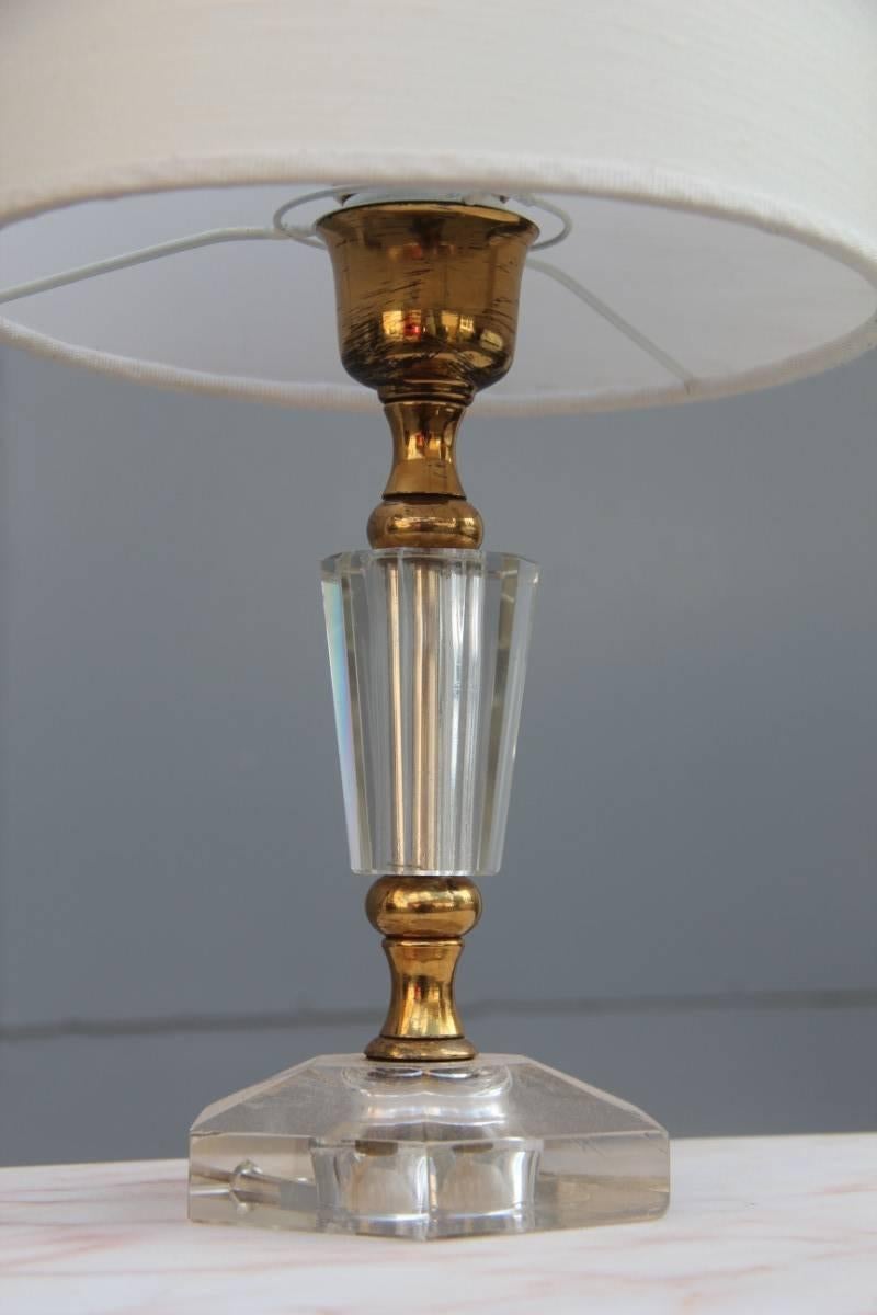 Lámpara de mesa en cristal y latón, 1950 Moderno de mediados de siglo en venta