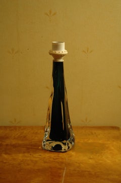 Table lamp in dark green glass by Carl Fagerlund for Orrefors