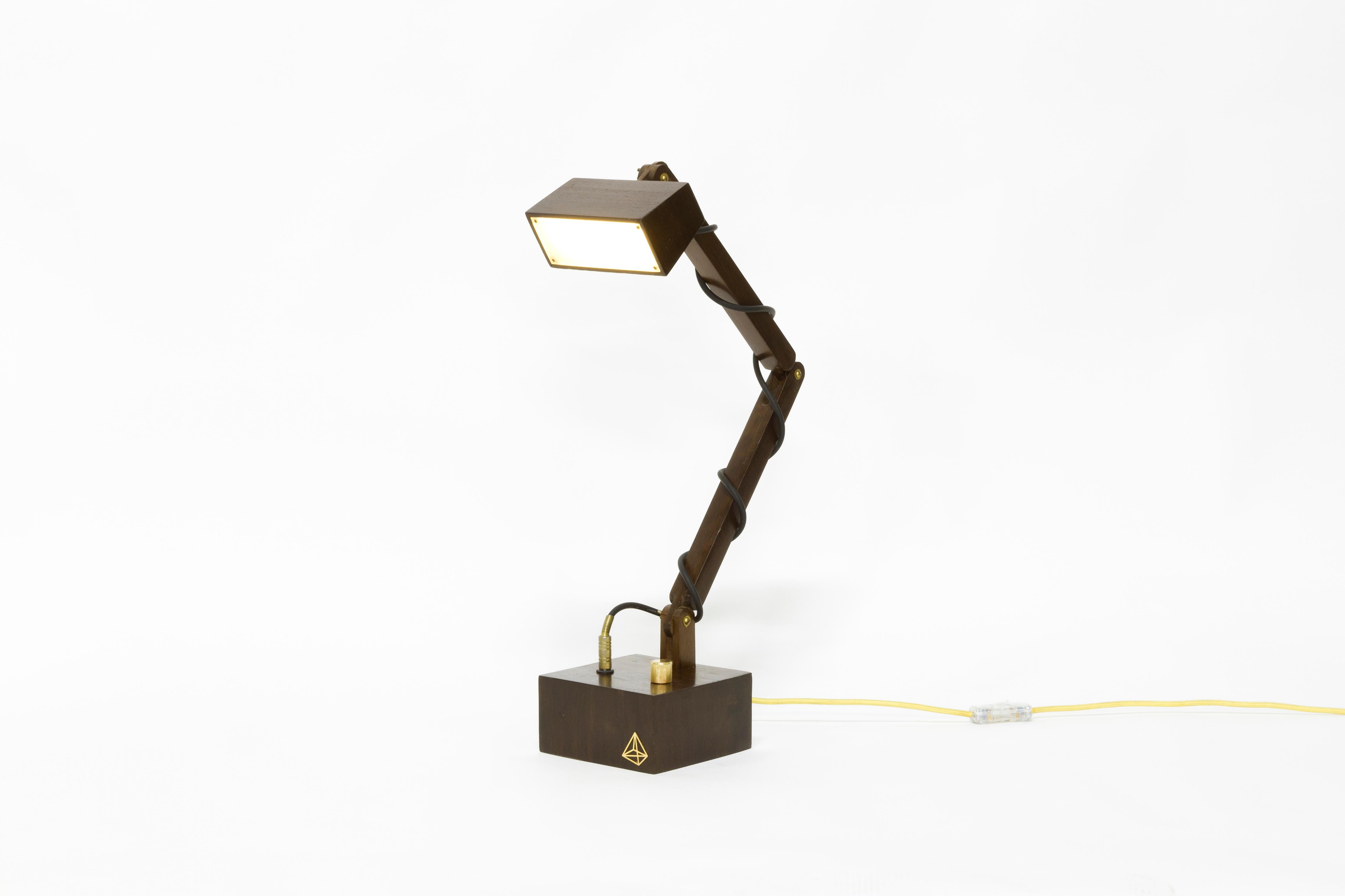 Brazilian Table Lamp in Dark Wood, Limited Edition Contemporary Design by O Formigueiro For Sale