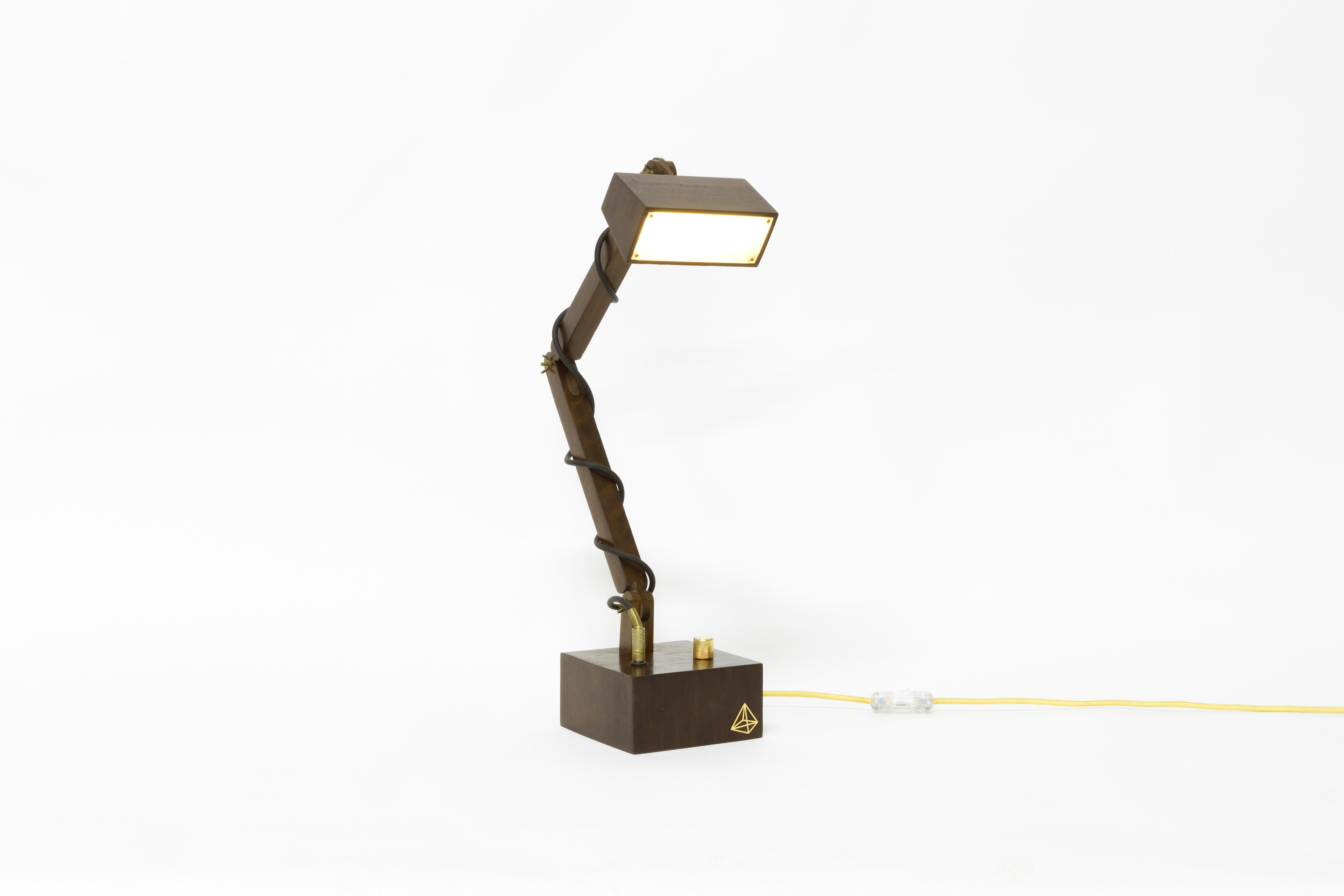 Reclaimed Wood Table Lamp in Dark Wood, Limited Edition Contemporary Design by O Formigueiro For Sale