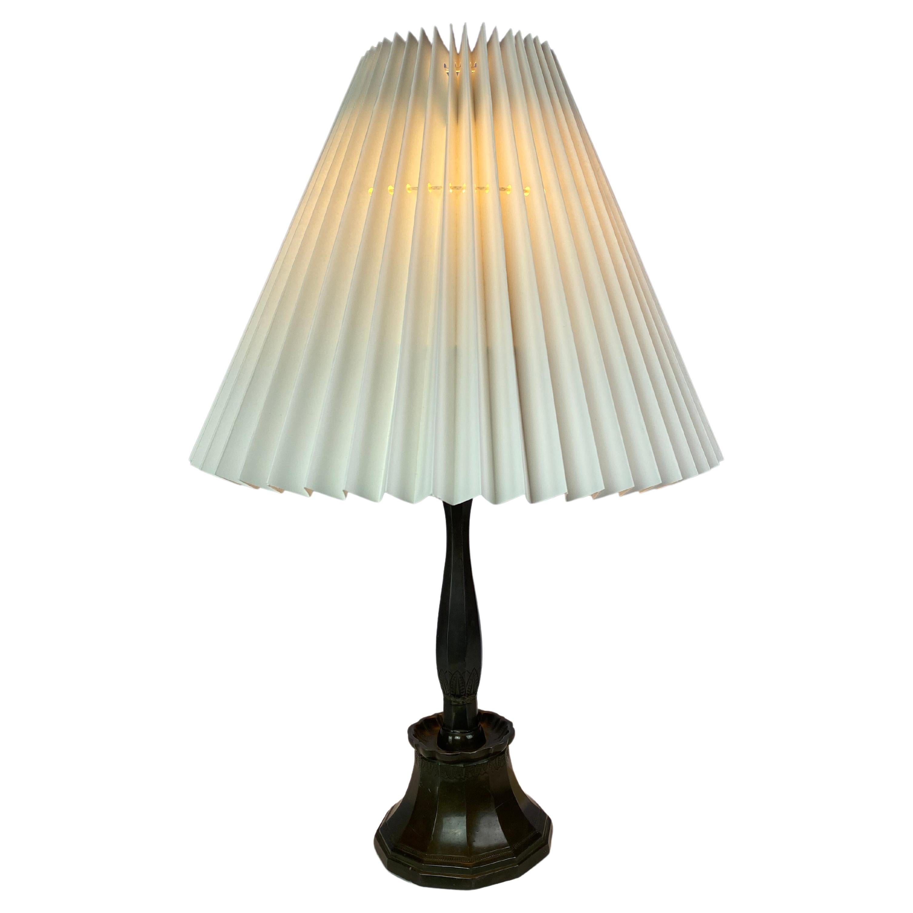 Table Lamp in Disco-Metal by Just Andersen with Paper Shade, 1930s