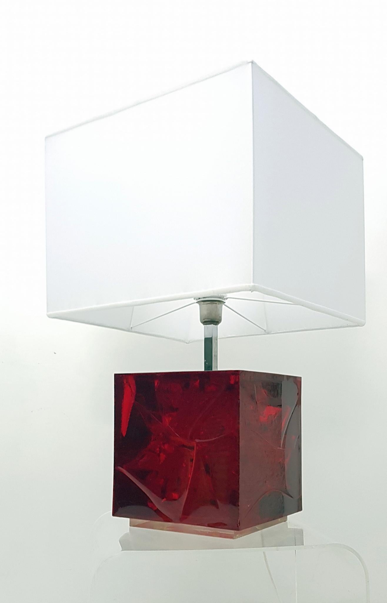 20th Century Table Lamp in Fractal Resin by Pierre Giraudon Made in France For Sale