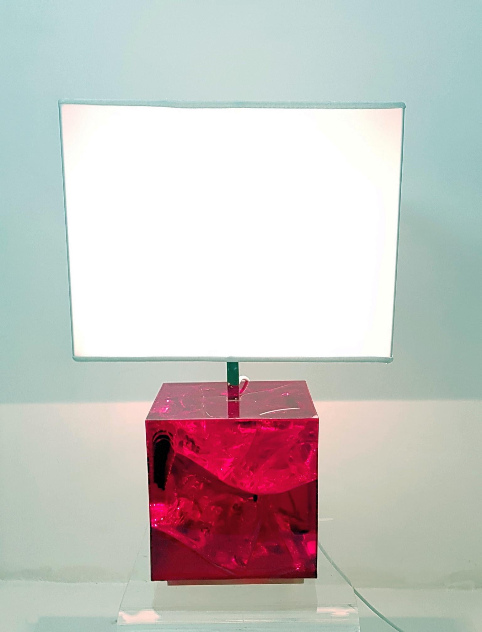 Table Lamp in Fractal Resin by Pierre Giraudon Made in France For Sale 1