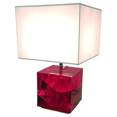 Vintage Table Lamp in Fractal Resin by Pierre Giraudon Made in France