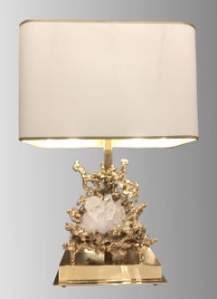 Table Lamp in Gilded Bronze and Rock Crystal, Claude-Victor Boeltz Paris