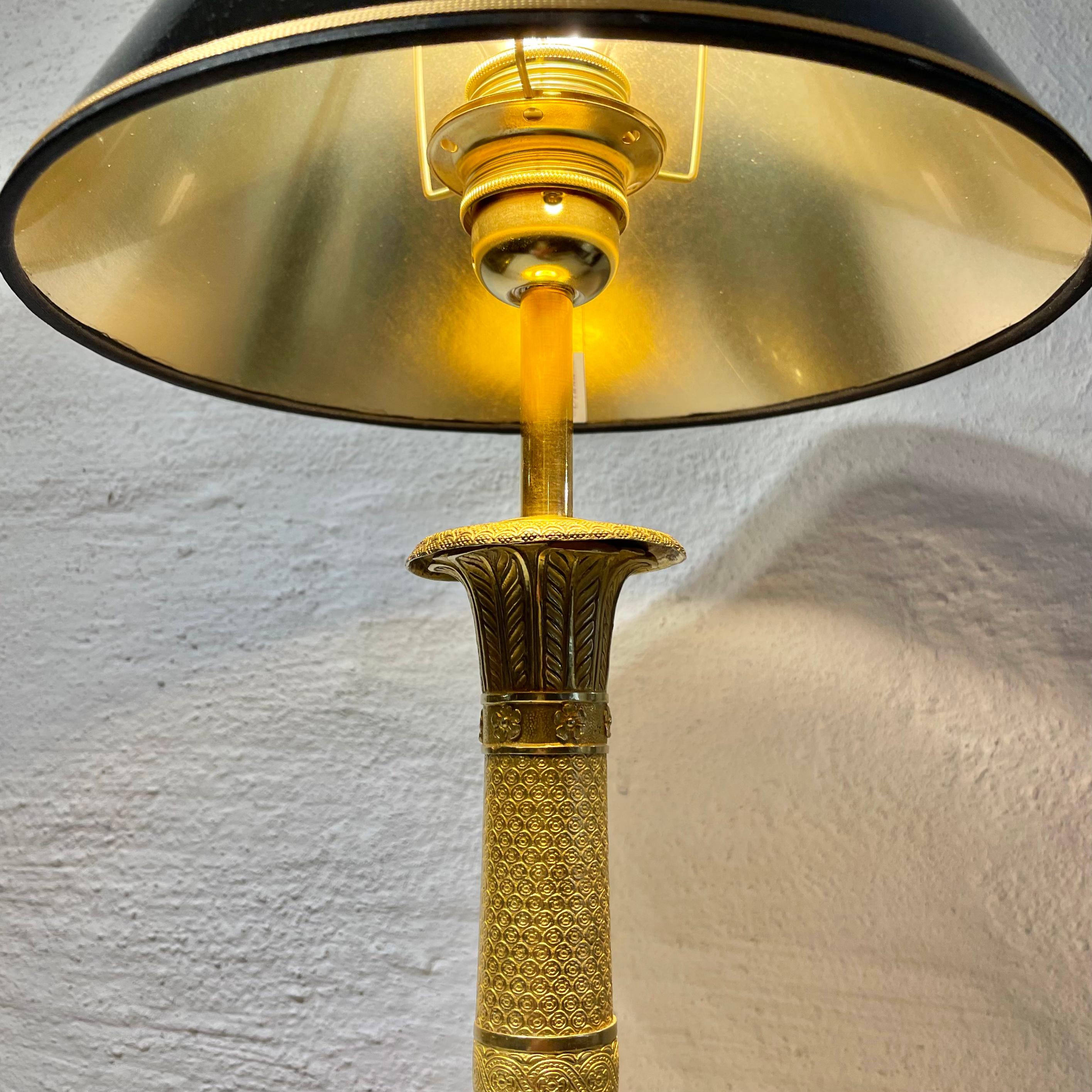 Early 19th Century Table Lamp in Gilded Bronze, Originally an Empire Candlestick from the 1820s