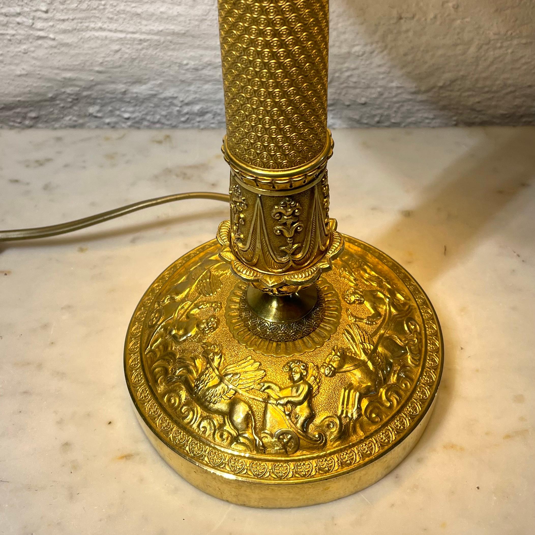 Gold Plate Table Lamp in Gilded Bronze, Originally an Empire Candlestick from the 1820s