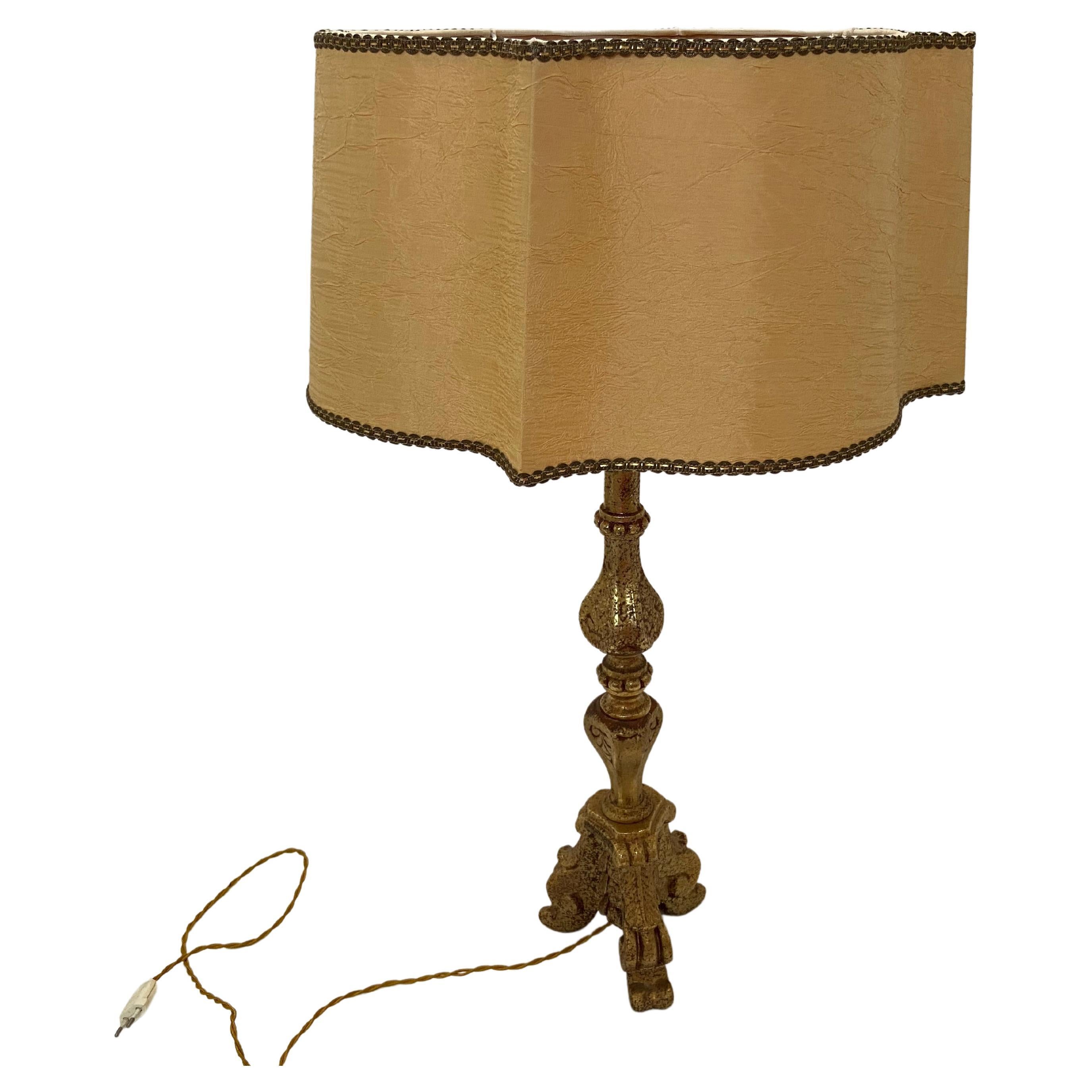 Table Lamp in Gilded Porcelain, by Edoardo Tasca For Sale
