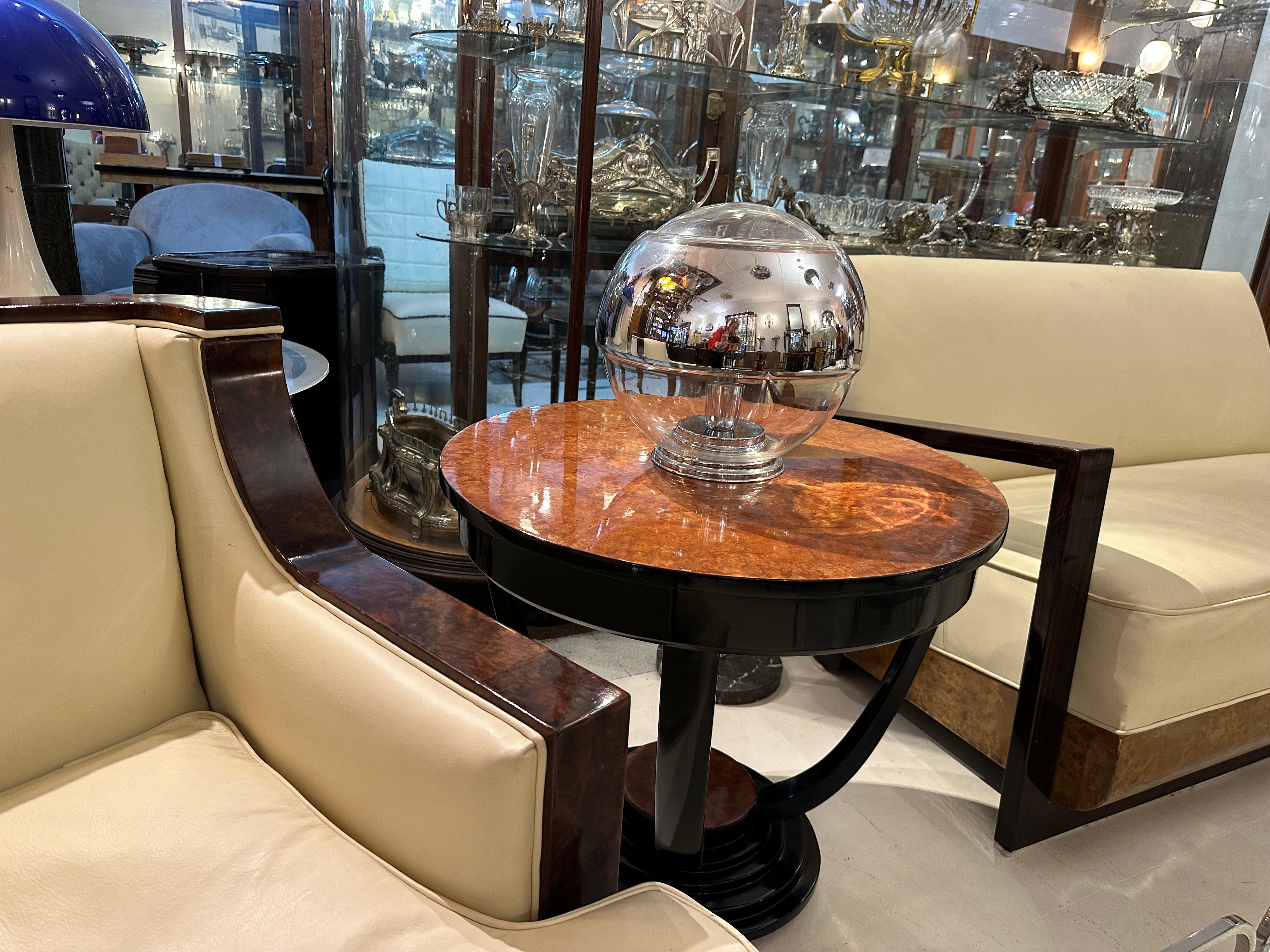 Lámpara de mesa en vidrio y cromo, 1950, Alemana Alemán en venta