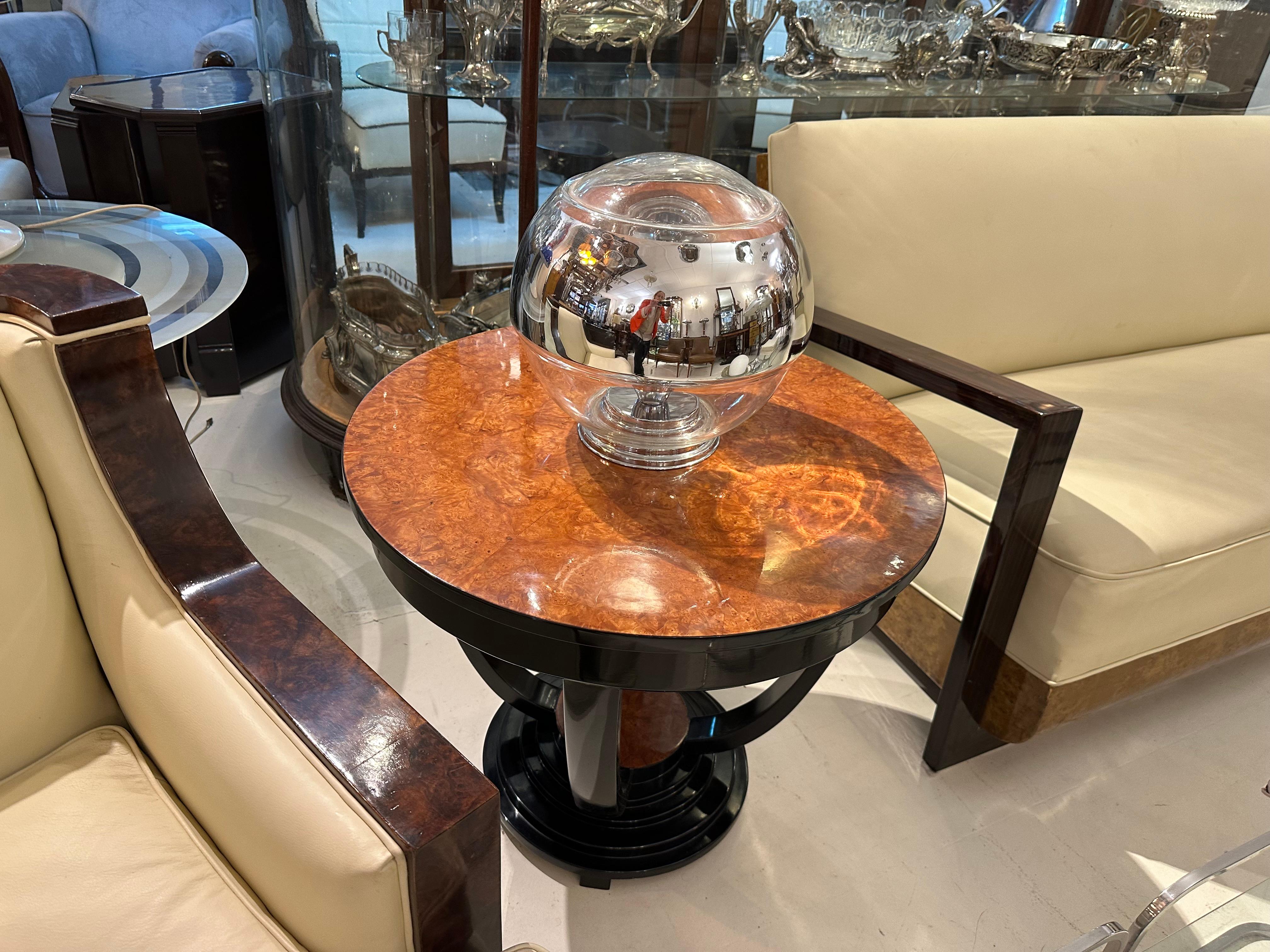 Lámpara de mesa en vidrio y cromo, 1950, Alemana Cromo en venta