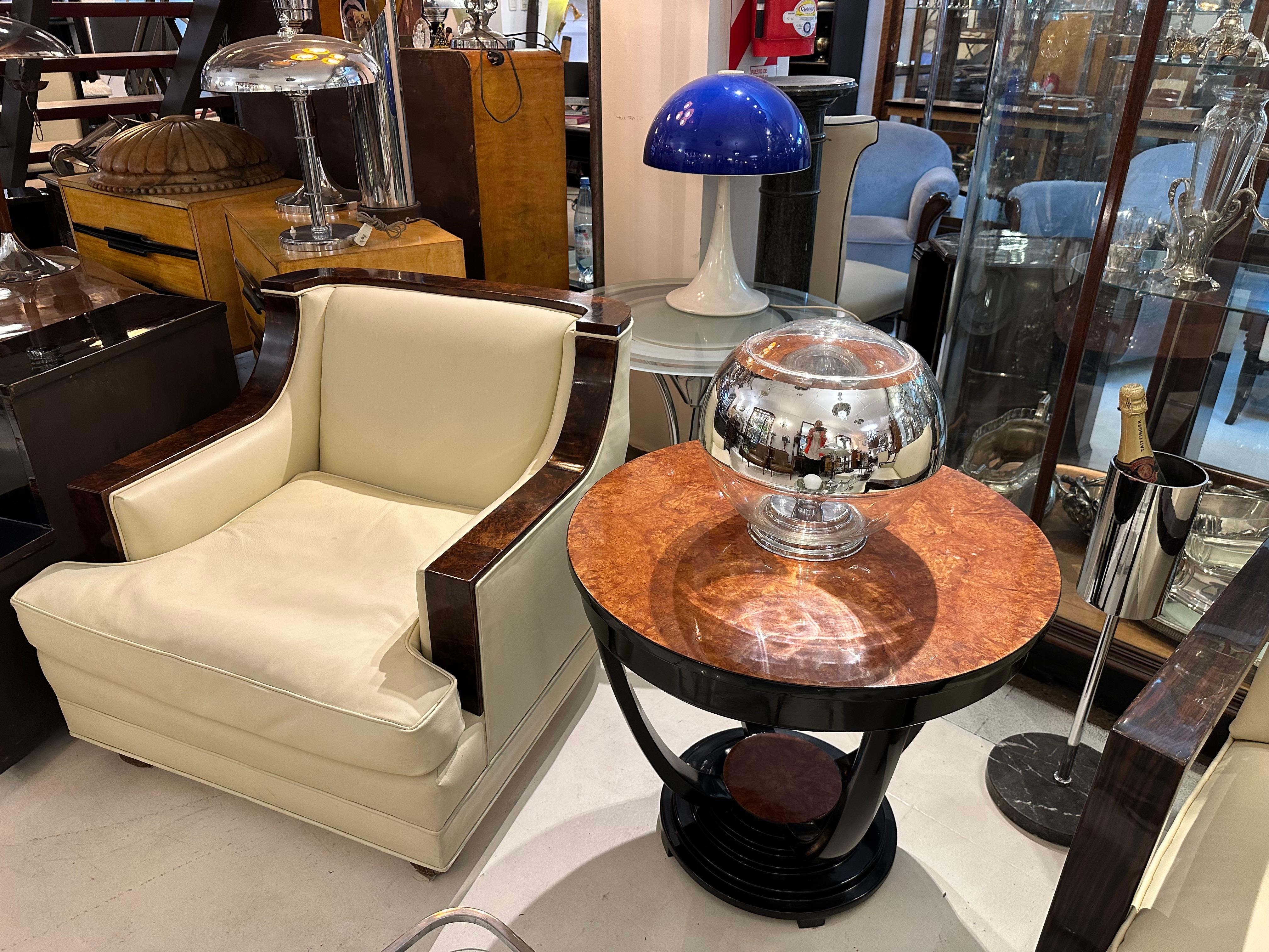 Lámpara de mesa en vidrio y cromo, 1950, Alemana en venta 1
