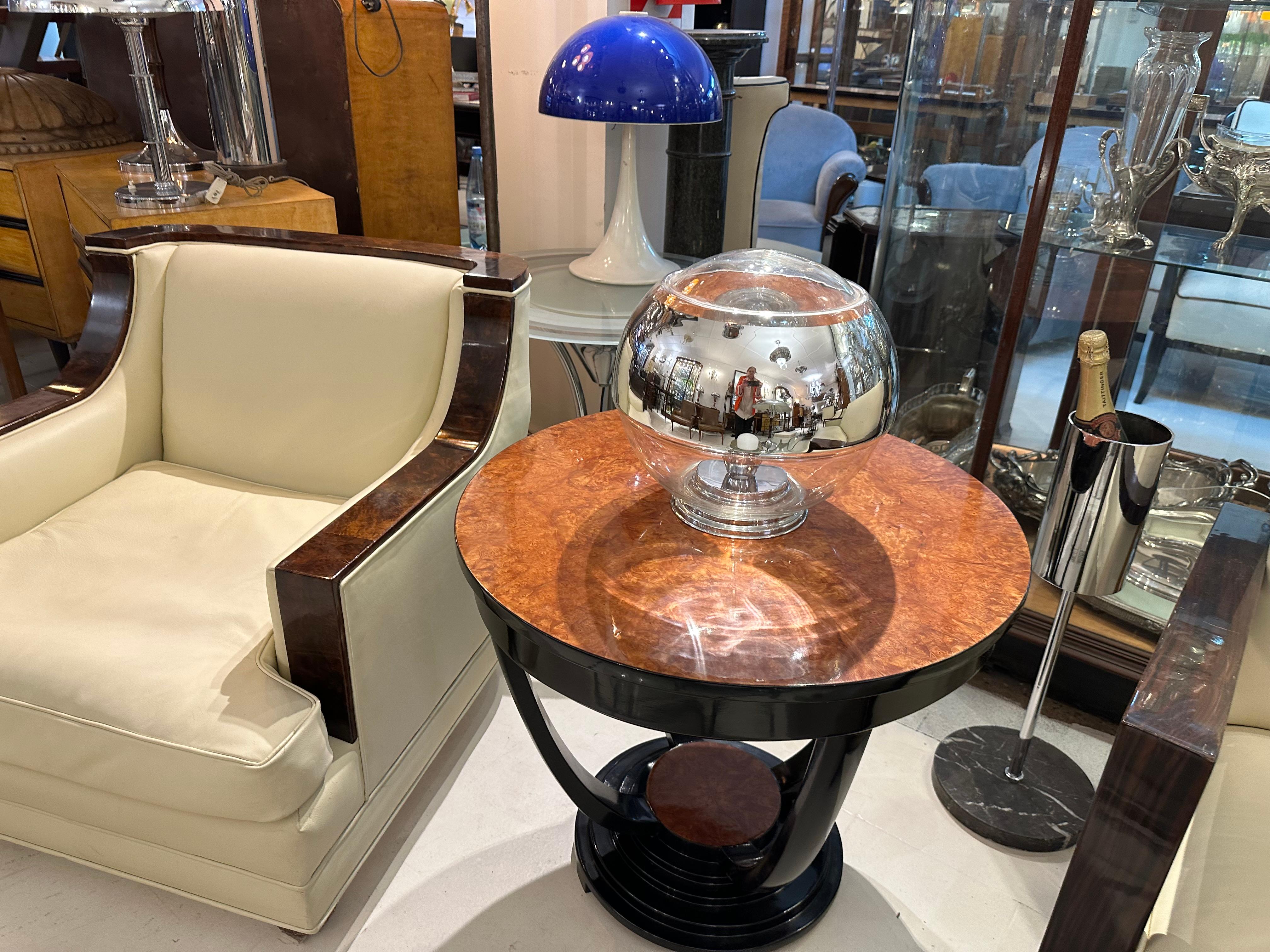 Lámpara de mesa en vidrio y cromo, 1950, Alemana en venta 2