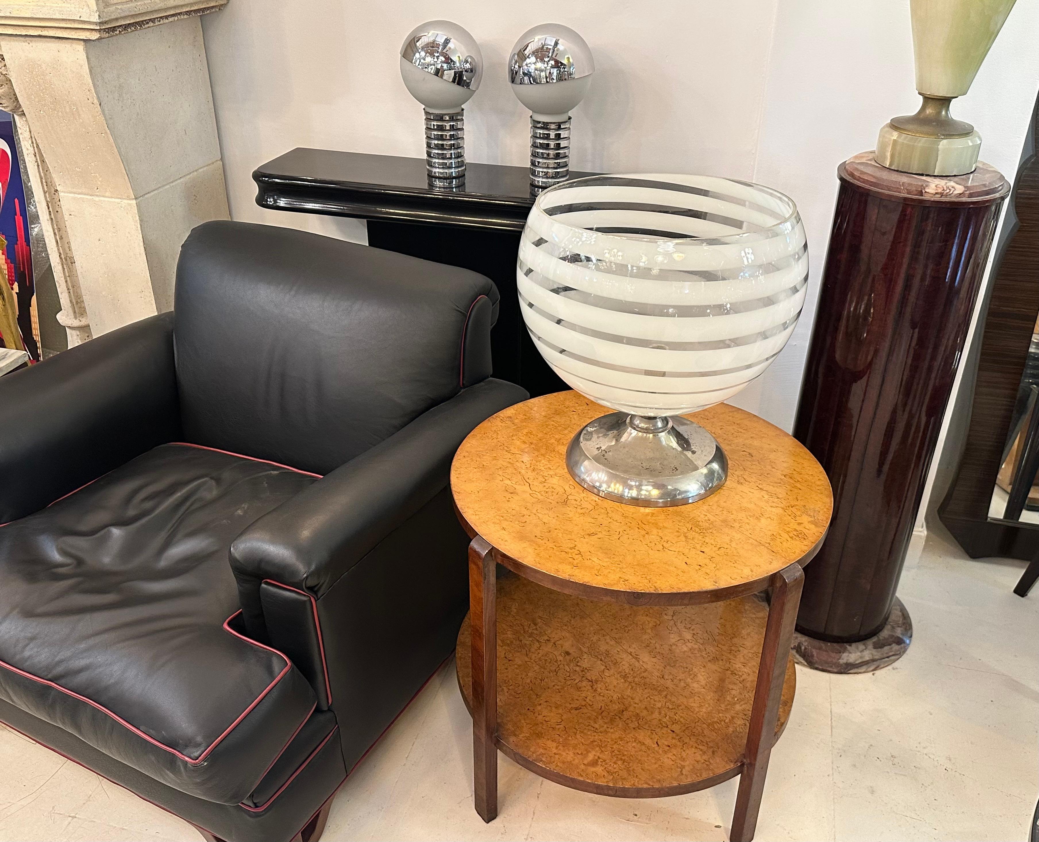 Milieu du XXe siècle Lampe de table en verre et chrome, 1960, italienne en vente