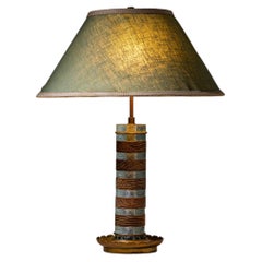 Tischlampe aus Glas und Holz, vermutlich Italien, Mitte des 20. Jahrhunderts