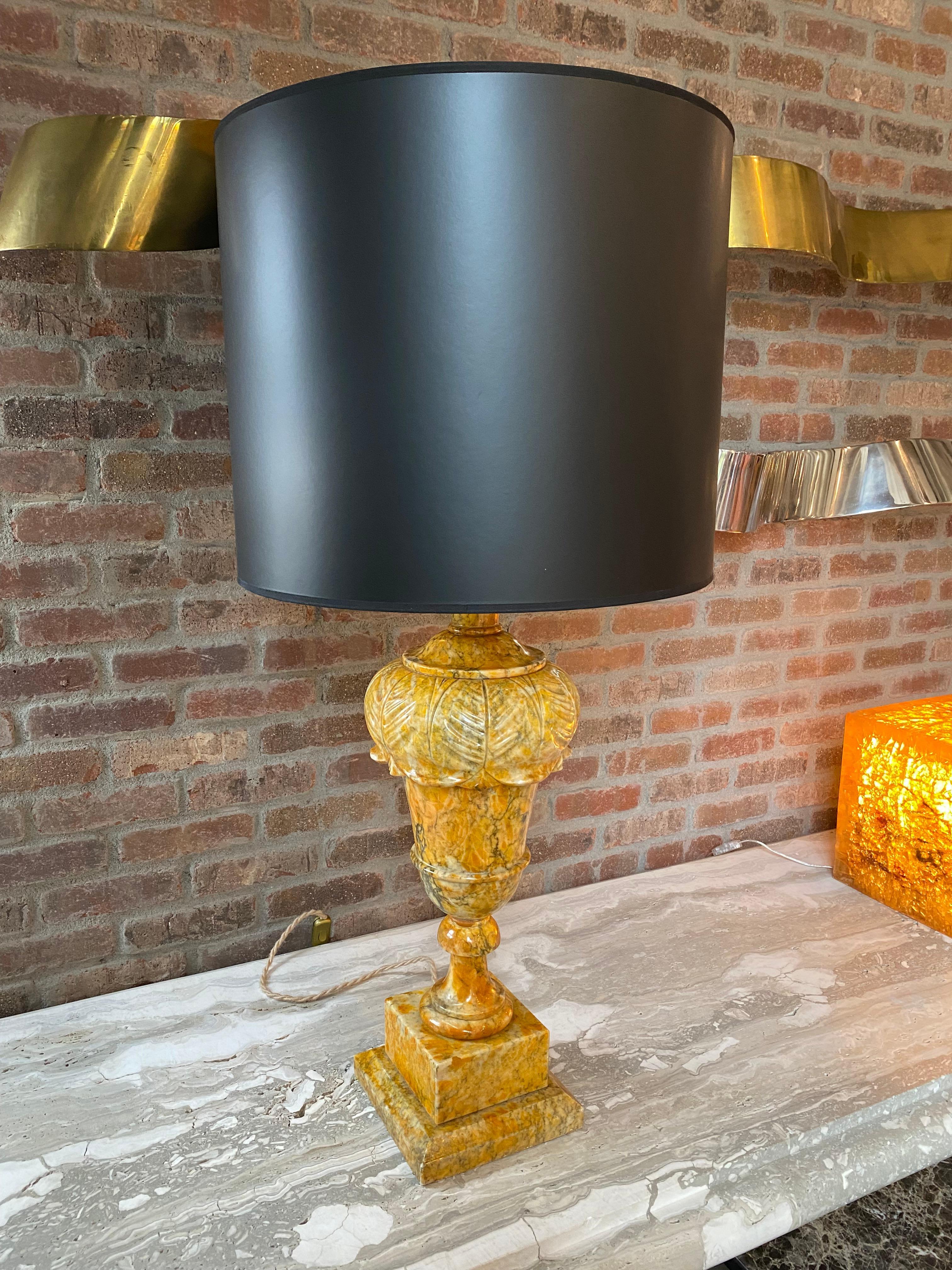 French Table Lamp in Gold Marble, France, 1970's