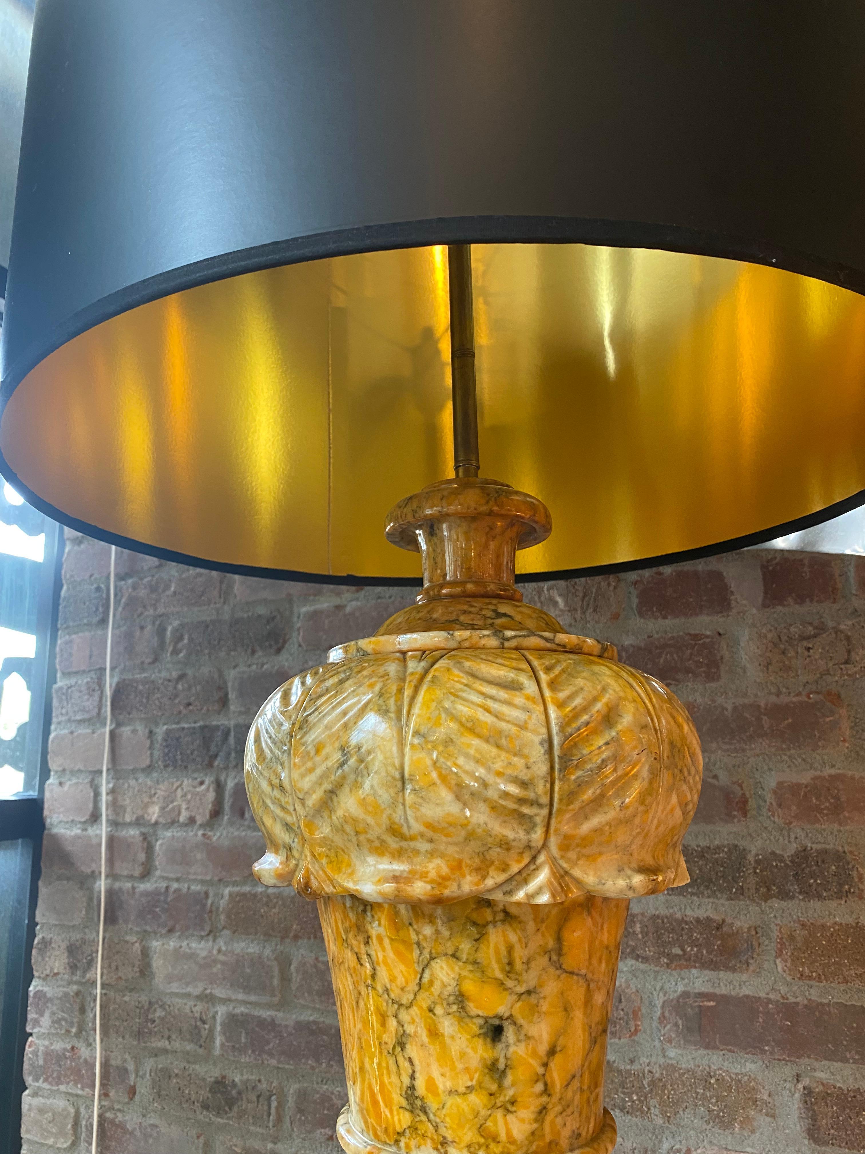 Table Lamp in Gold Marble, France, 1970's In Good Condition In Austin, TX