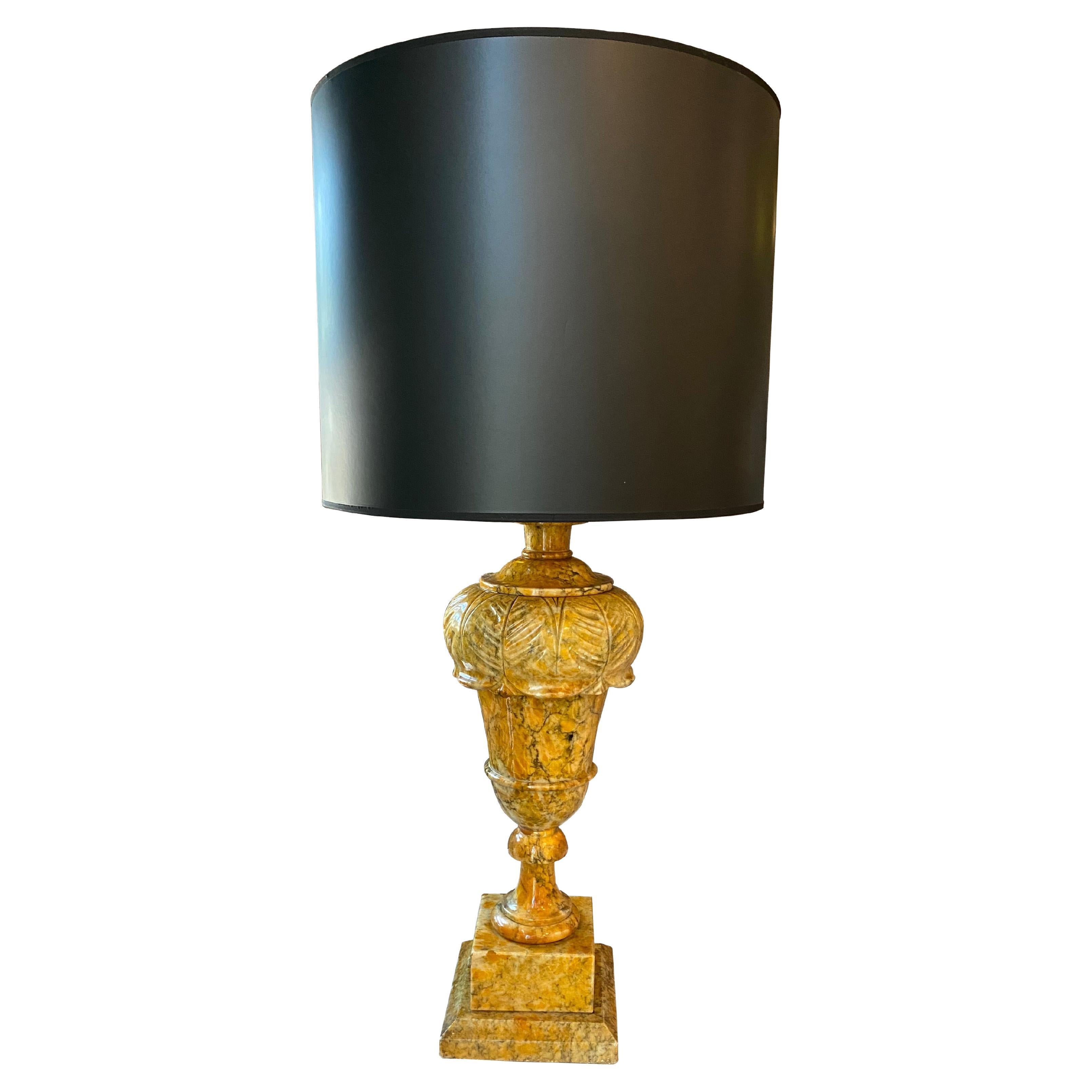 Table Lamp in Gold Marble, France, 1970's