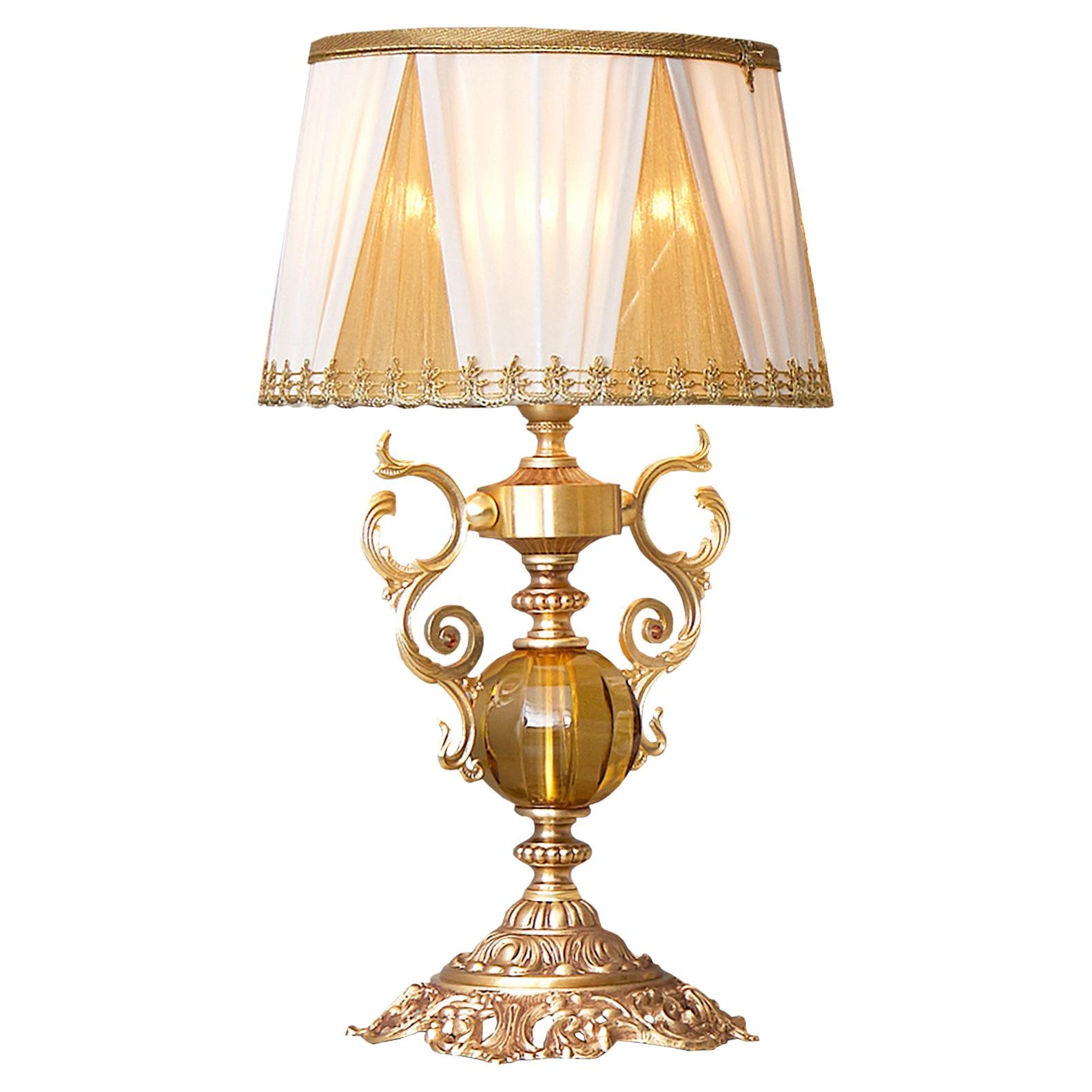 Table Lamp in Gold or Silver Satin Finish and Customizable Glass by Modenese