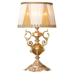 Table Lamp in Gold or Silver Satin Finish and Customizable Glass by Modenese