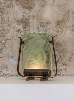 Table Lamp in Green Crystal Glass by Pietro Chiesa, Italy, 1940 ca.