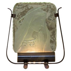 Table Lamp in Green Crystal Glass by Pietro Chiesa, Italy, 1940 ca.