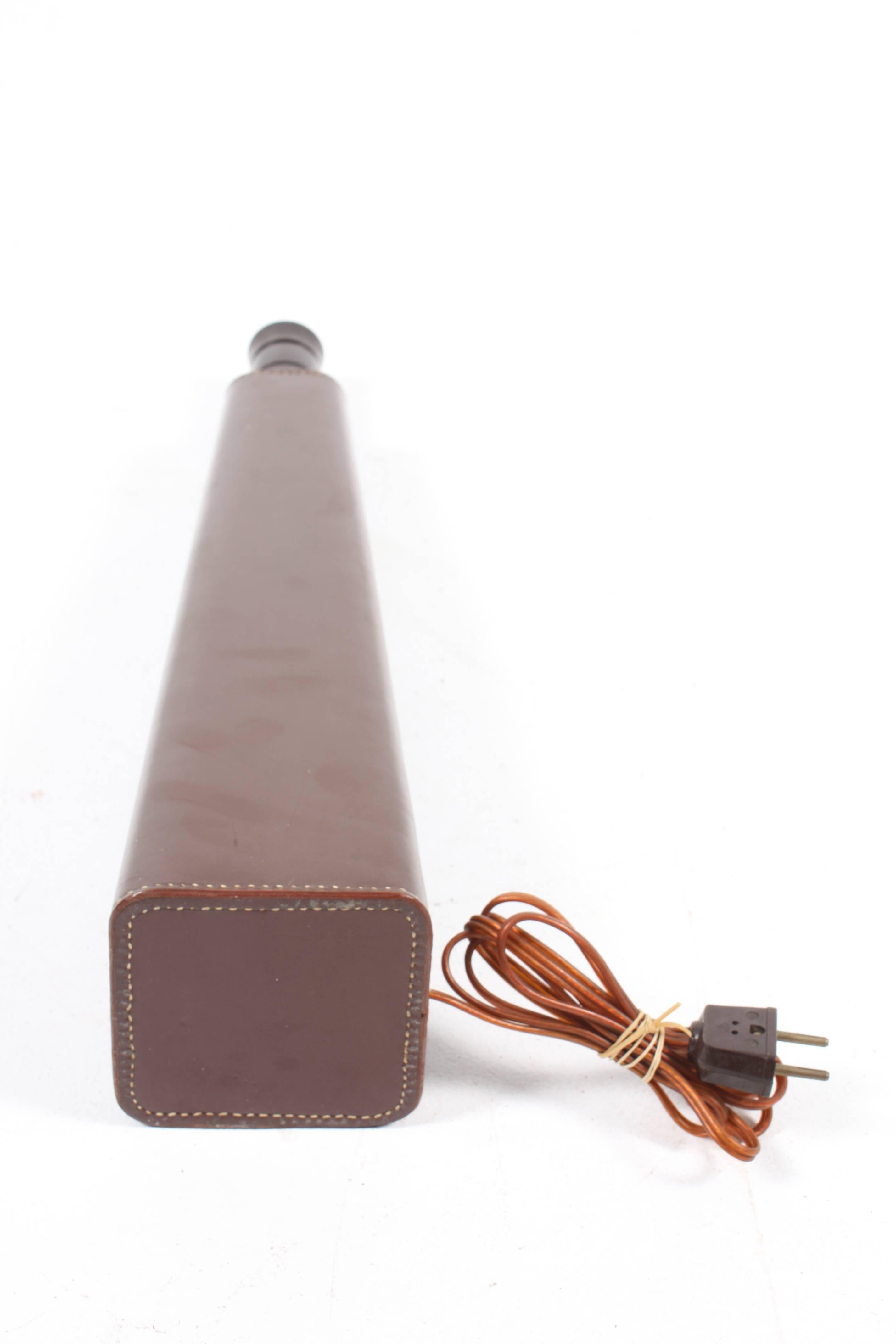 Mid-20th Century Table Lamp in Leather by Illums Bolighus For Sale