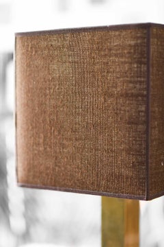 Table Lamp in Marble and Brass Complete with Fabric Lampshade, 1980