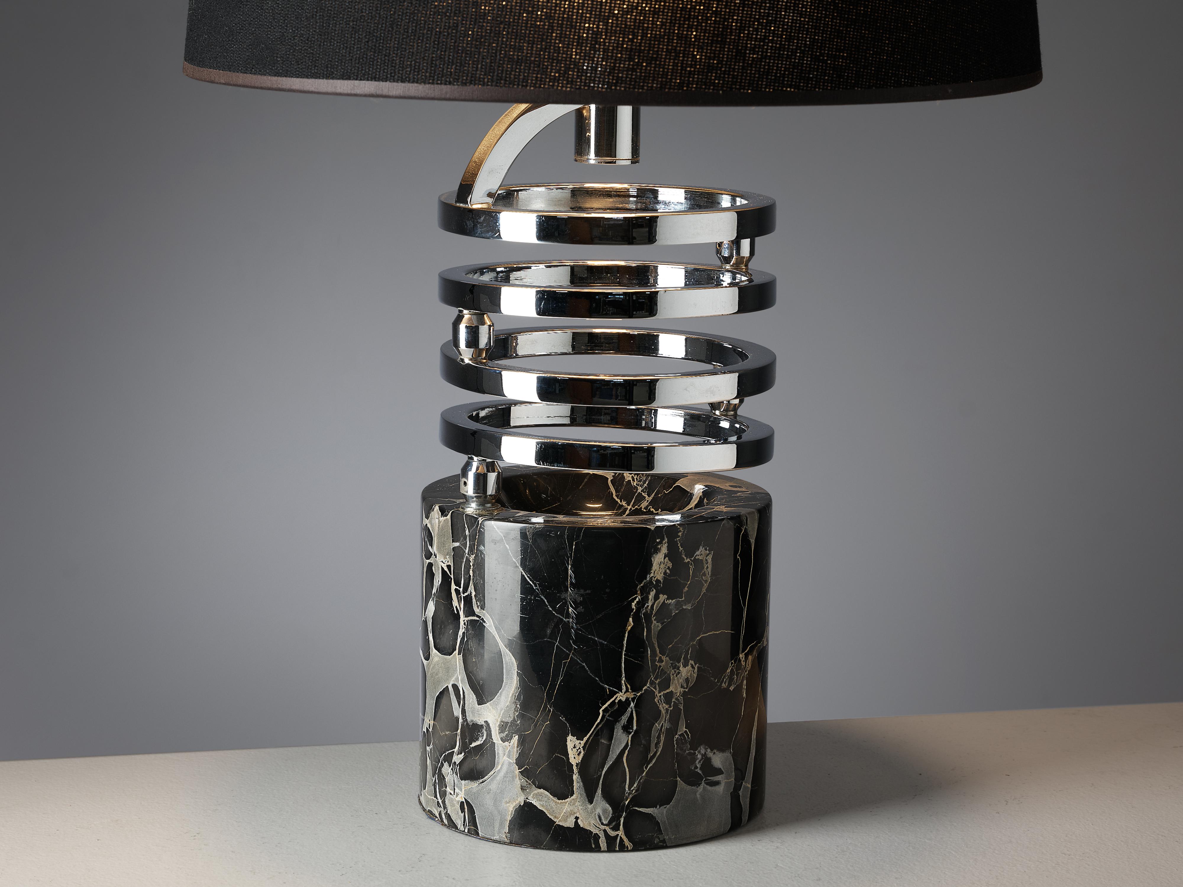 Mid-Century Modern Table Lamp in Marble and Chrome