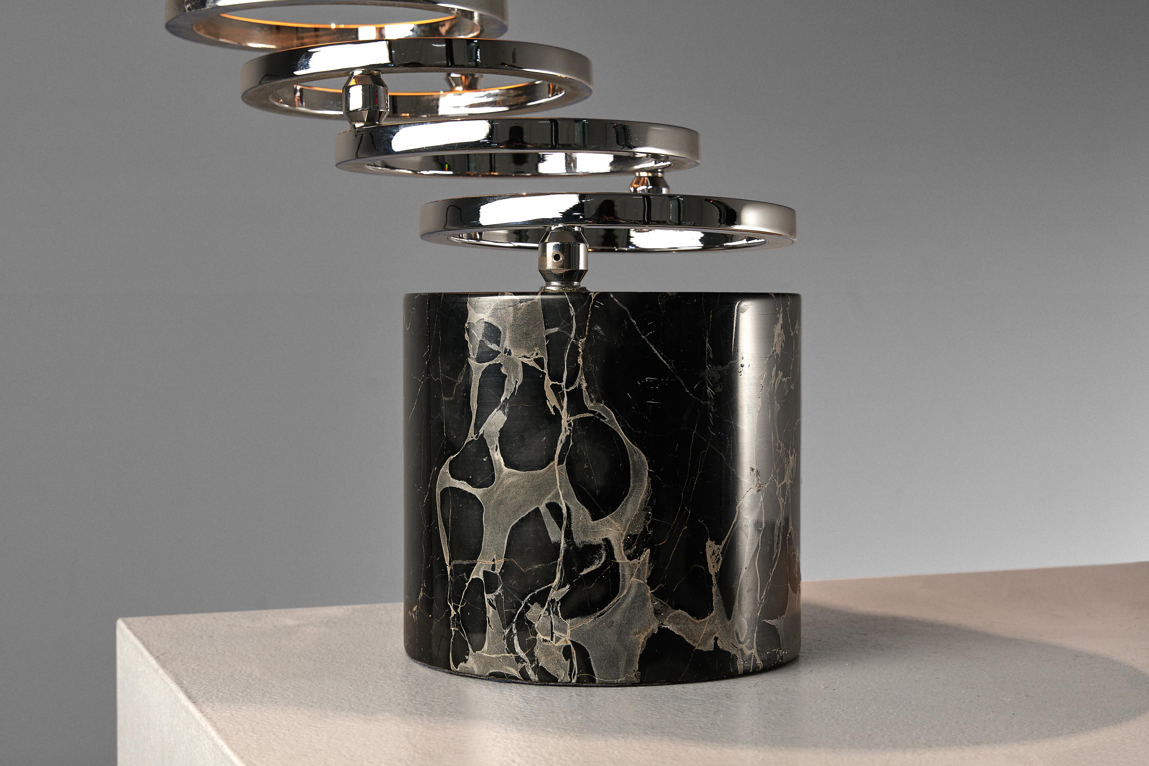 Table Lamp in Marble and Chrome In Good Condition In Waalwijk, NL