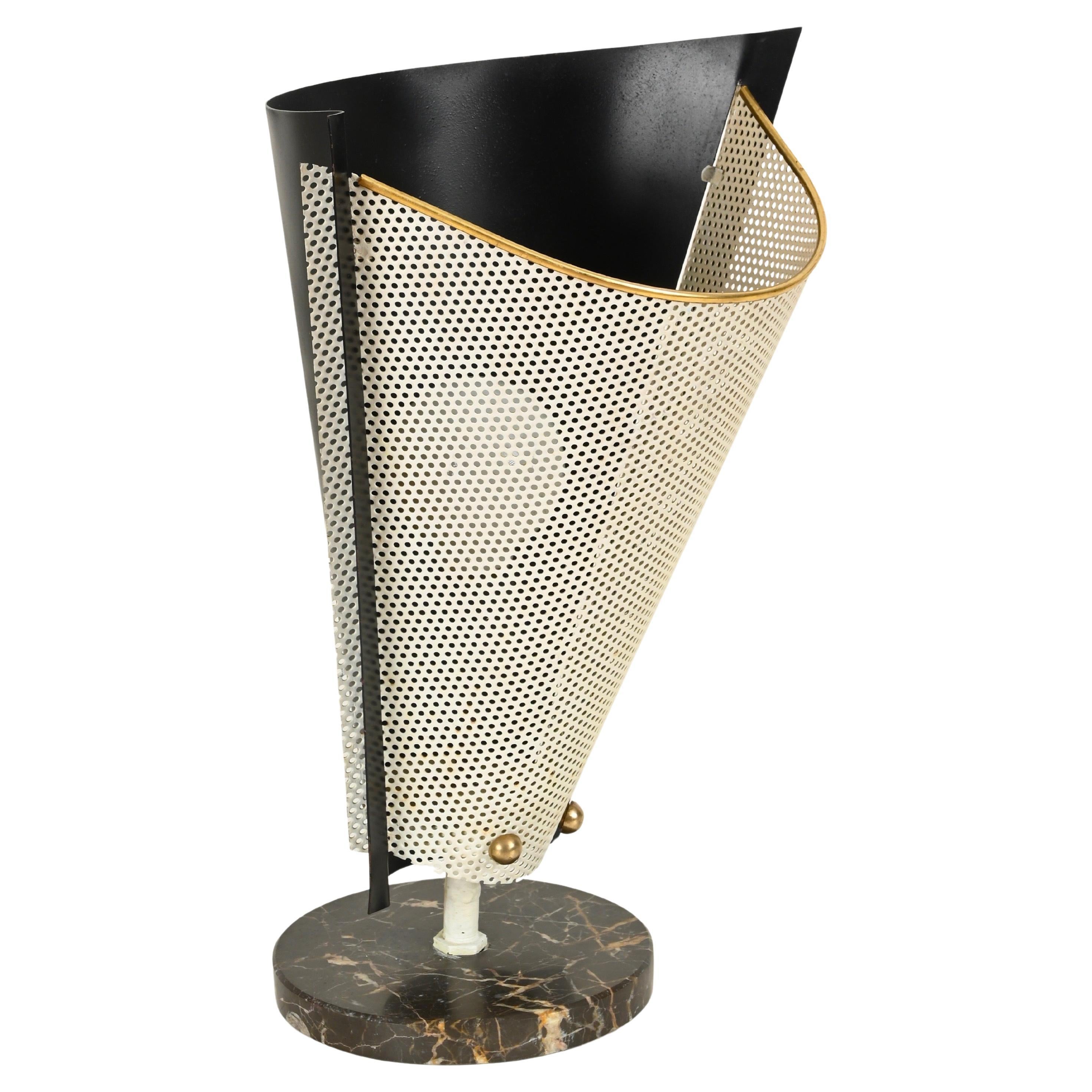Table Lamp in Marble, Brass and Metal by A. Lelli for Stilnovo, Italy, 1950s in vendita