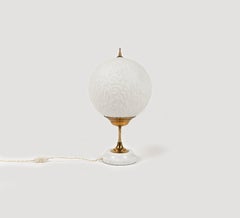 Table Lamp in Marble, Brass and Opaline Glass Stilnovo Style, Italy 1960s