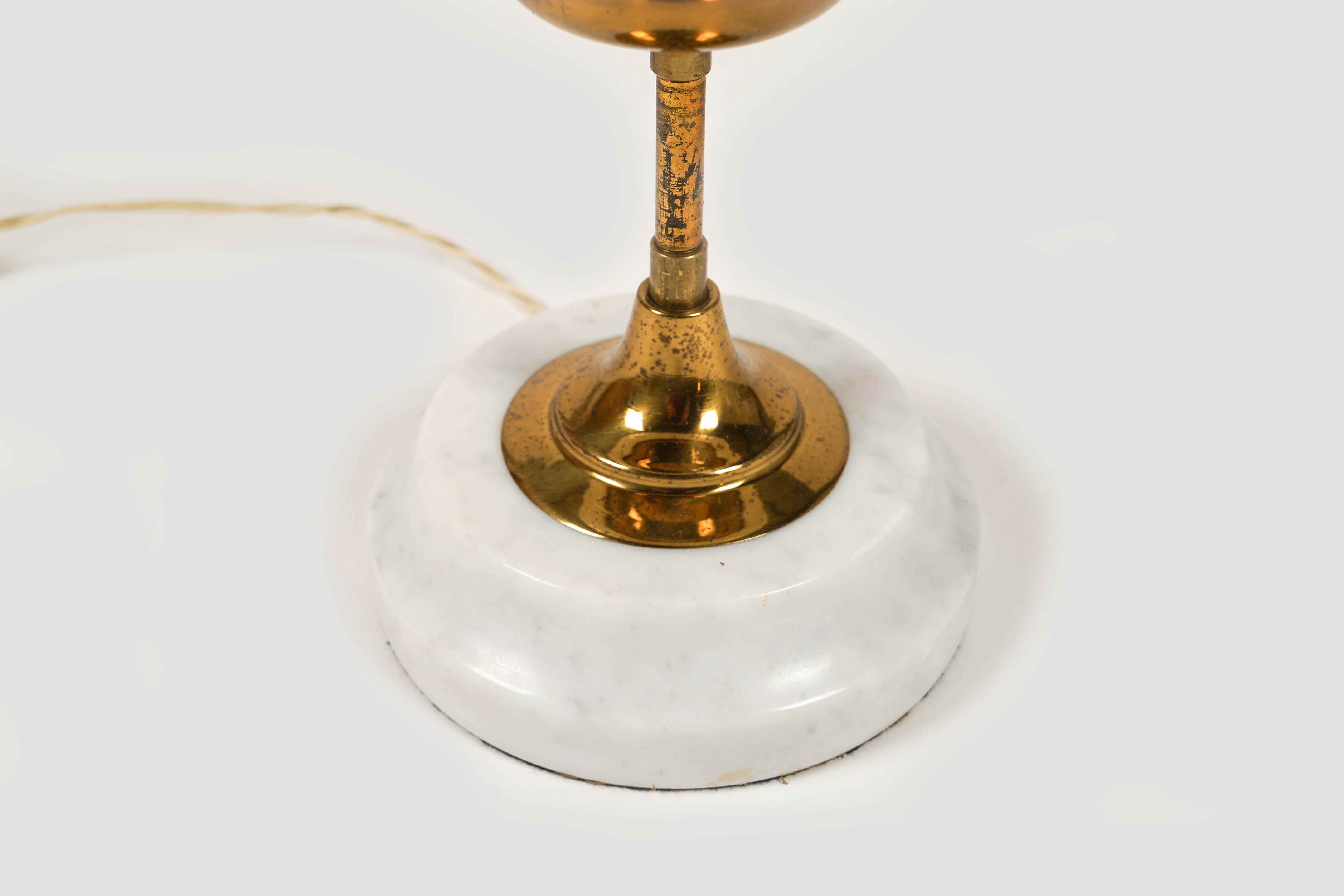 Table Lamp in Marble, Brass and Opaline Glass Stilnovo Style, Italy 1960s For Sale 2