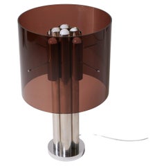 Table Lamp in Metal and Plexiglass Michel Boyer, 1970s