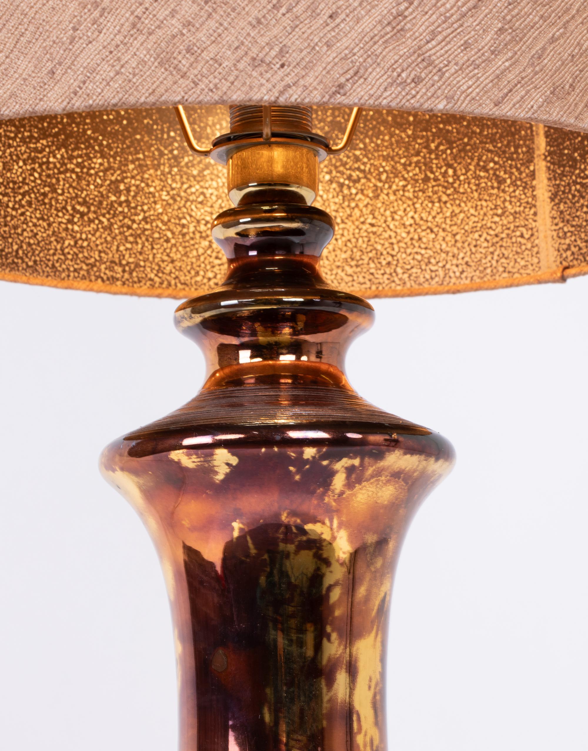 Italian Bitossi Table Lamp in Metallic Bronze & Gold Ceramic, Italy 1960s For Sale