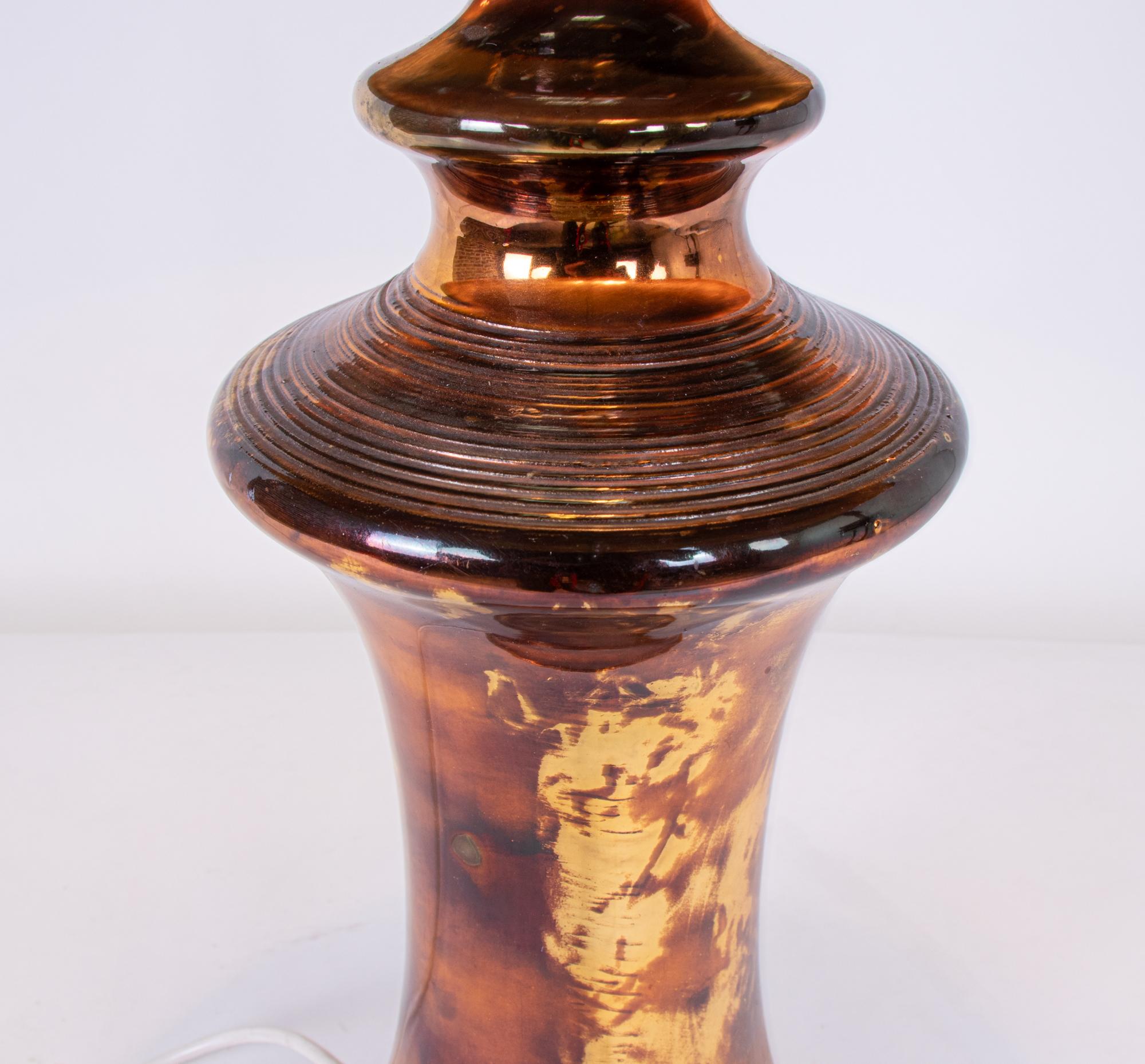 Hand-Crafted Bitossi Table Lamp in Metallic Gold Ceramic, Italy 1960s For Sale