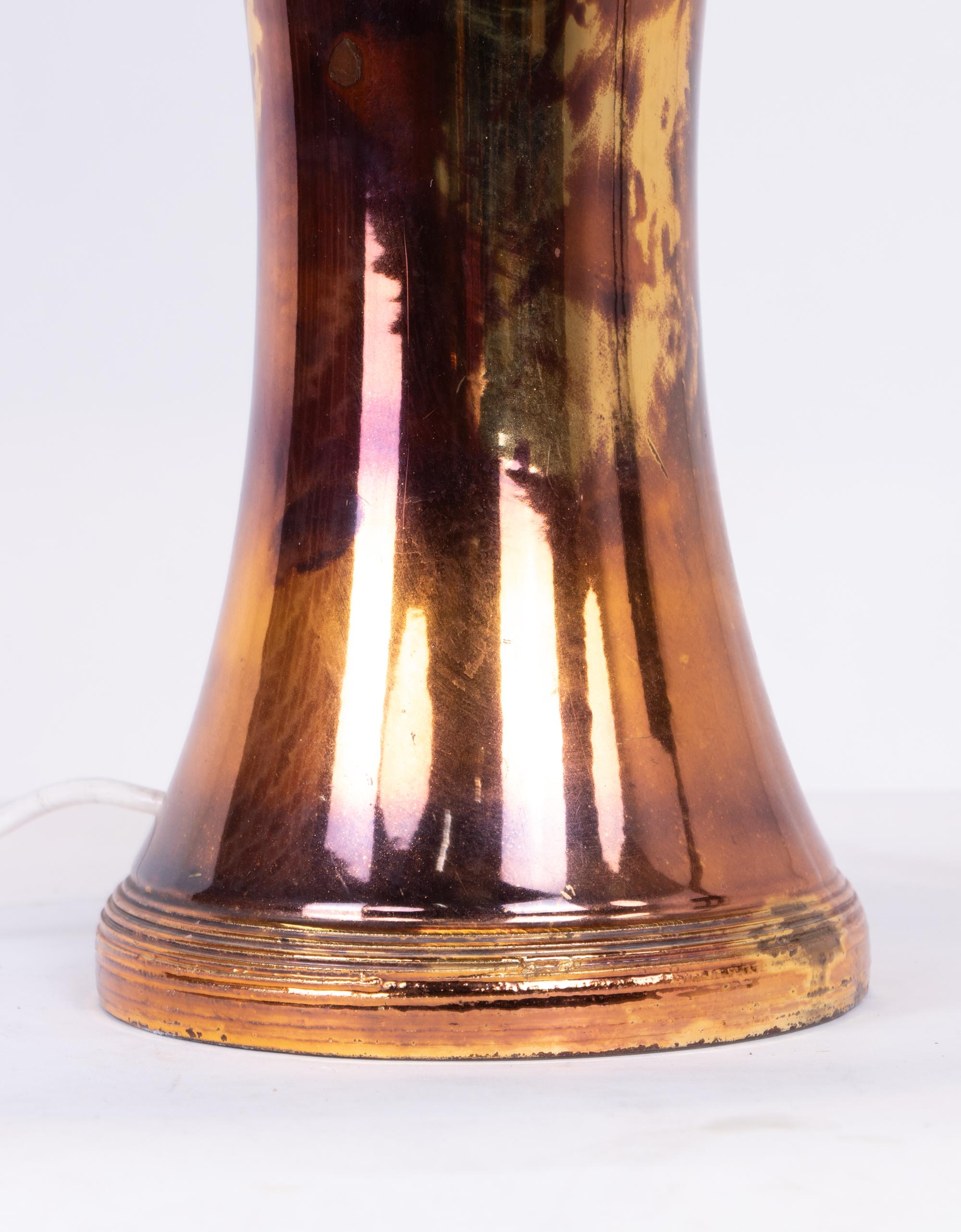 Bitossi Table Lamp in Metallic Gold Ceramic, Italy 1960s In Good Condition For Sale In Niederdorfelden, Hessen