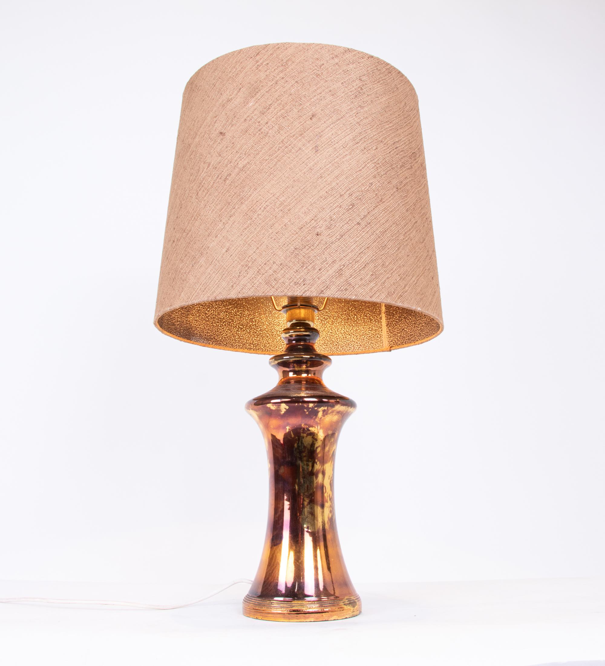 Bitossi Table Lamp in Metallic Bronze & Gold Ceramic, Italy 1960s For Sale 2