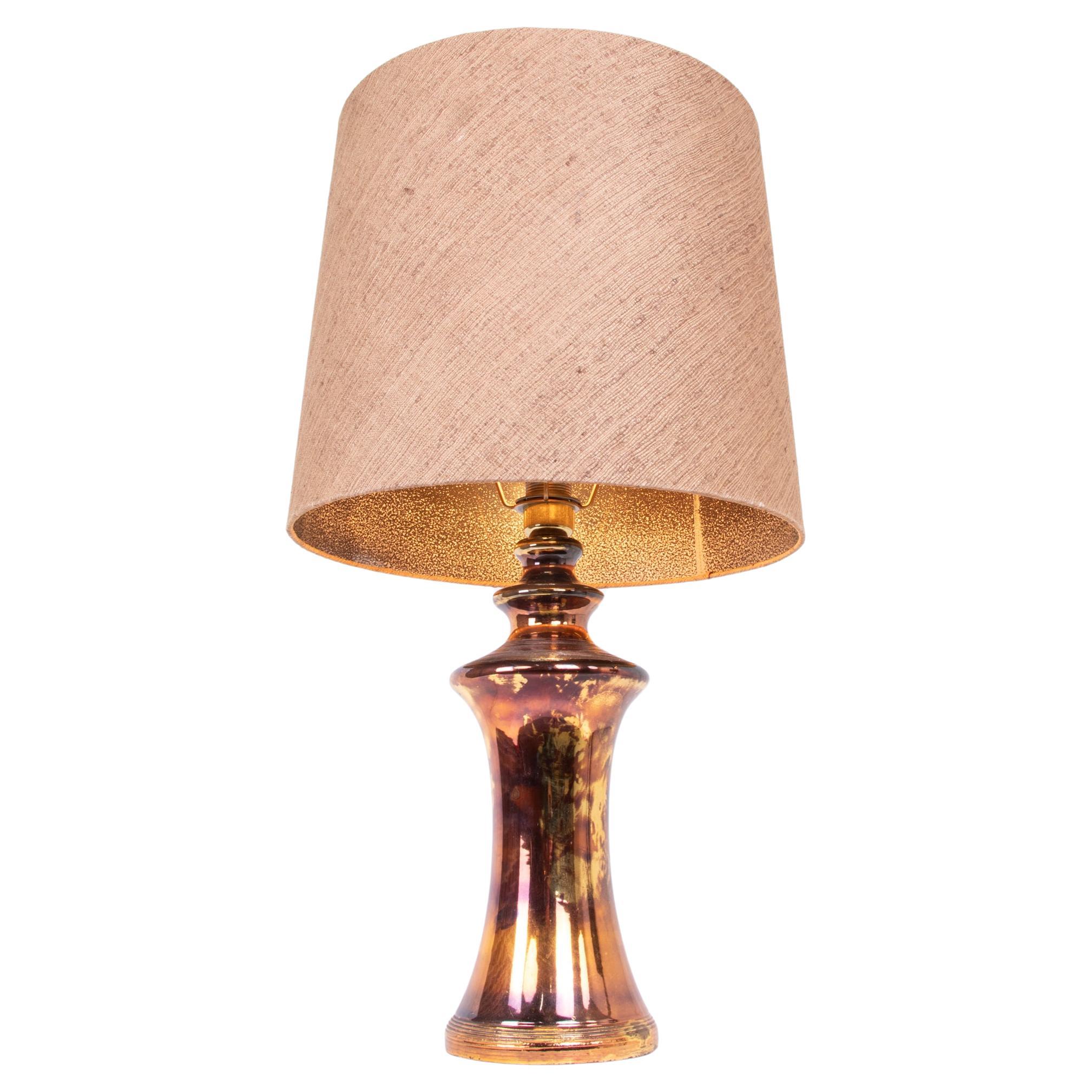 Lampada da tavolo Bitossi in bronzo metallizzato e ceramica dorata, Italia anni '60
