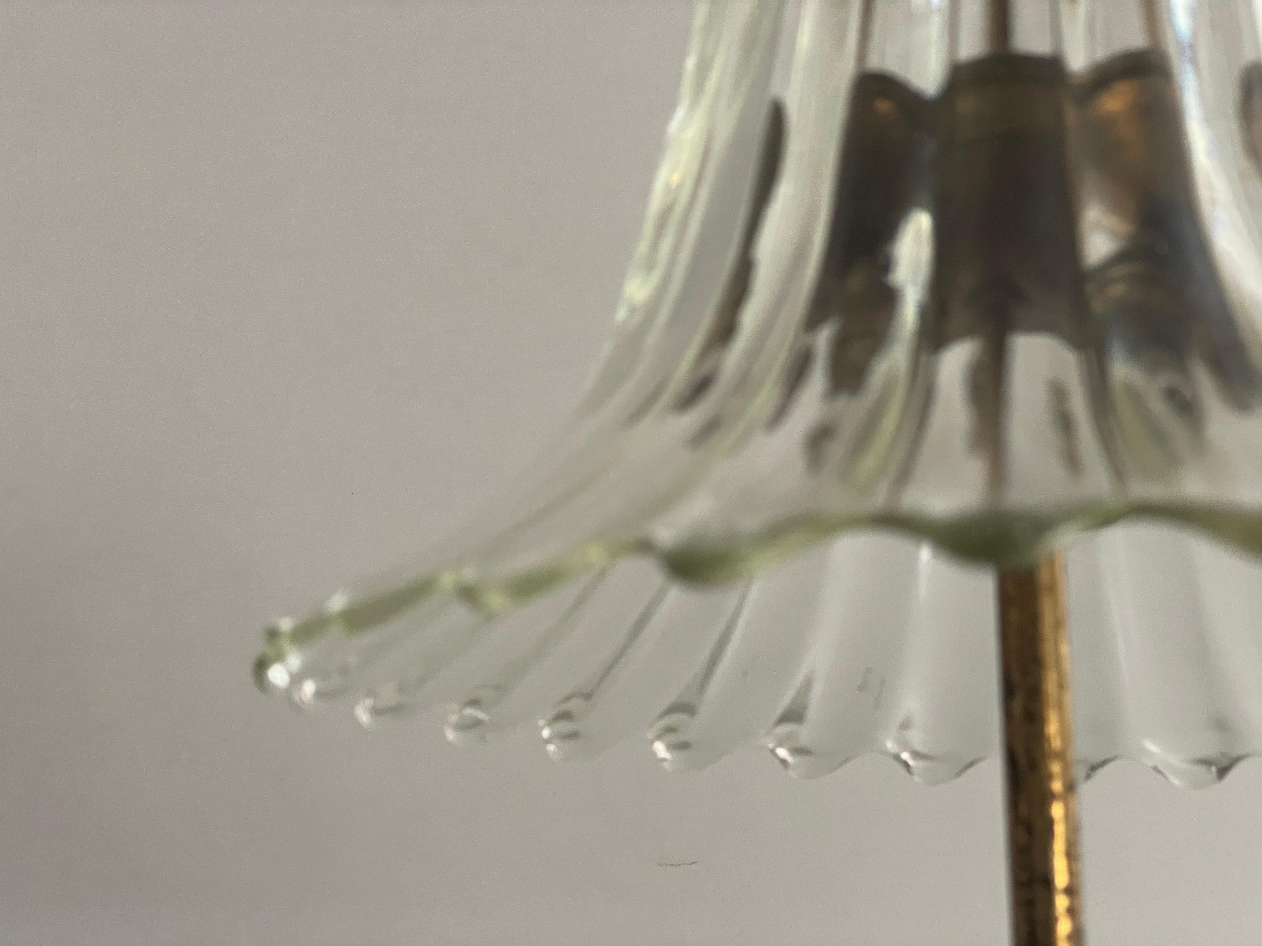 Lámpara de sobremesa de cristal artístico de Murano y latón de Barovier & Toso, años 40, Italia en venta 8