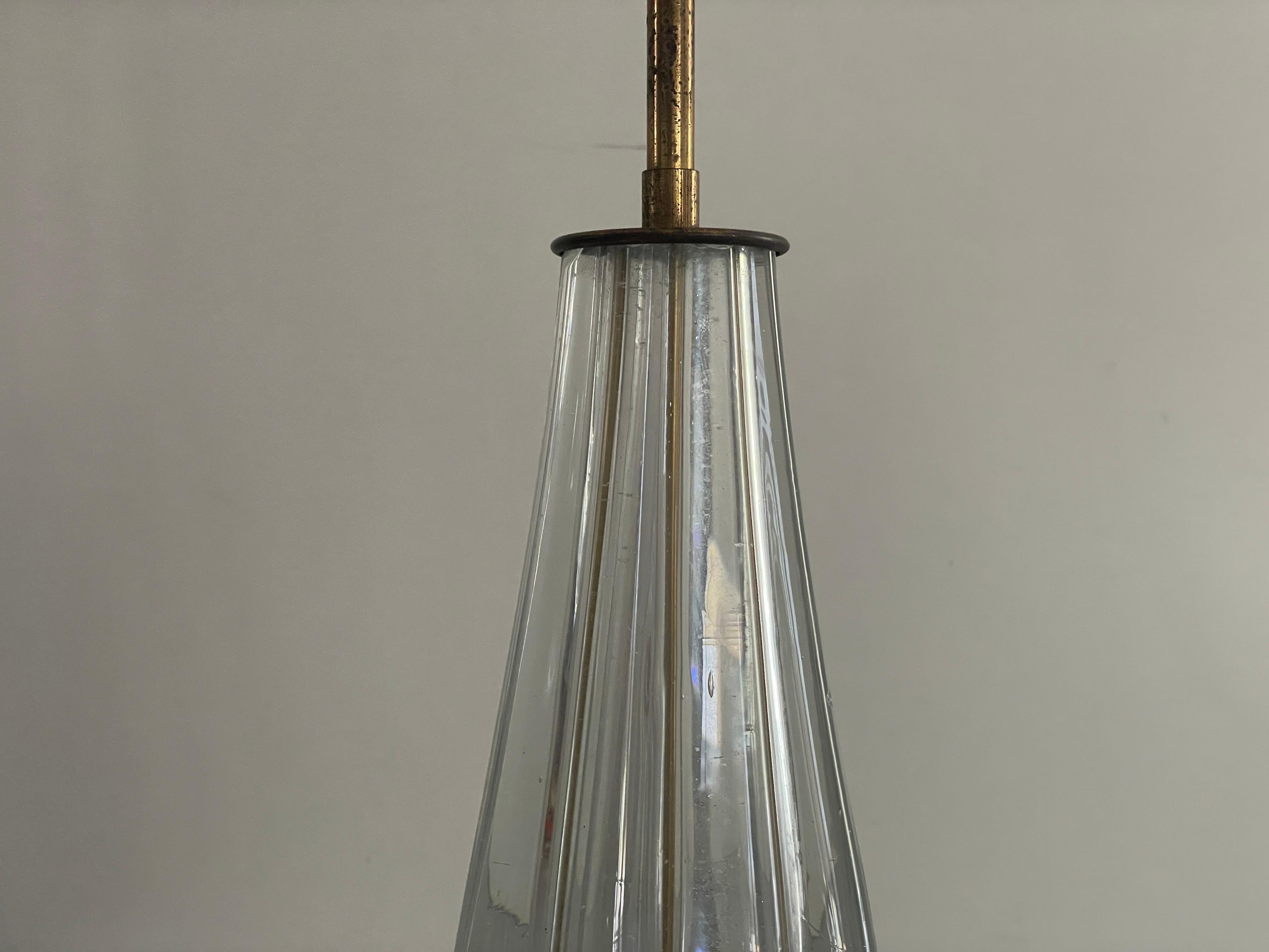 Lámpara de sobremesa de cristal artístico de Murano y latón de Barovier & Toso, años 40, Italia en Excelente estado para la venta en Hagenbach, DE
