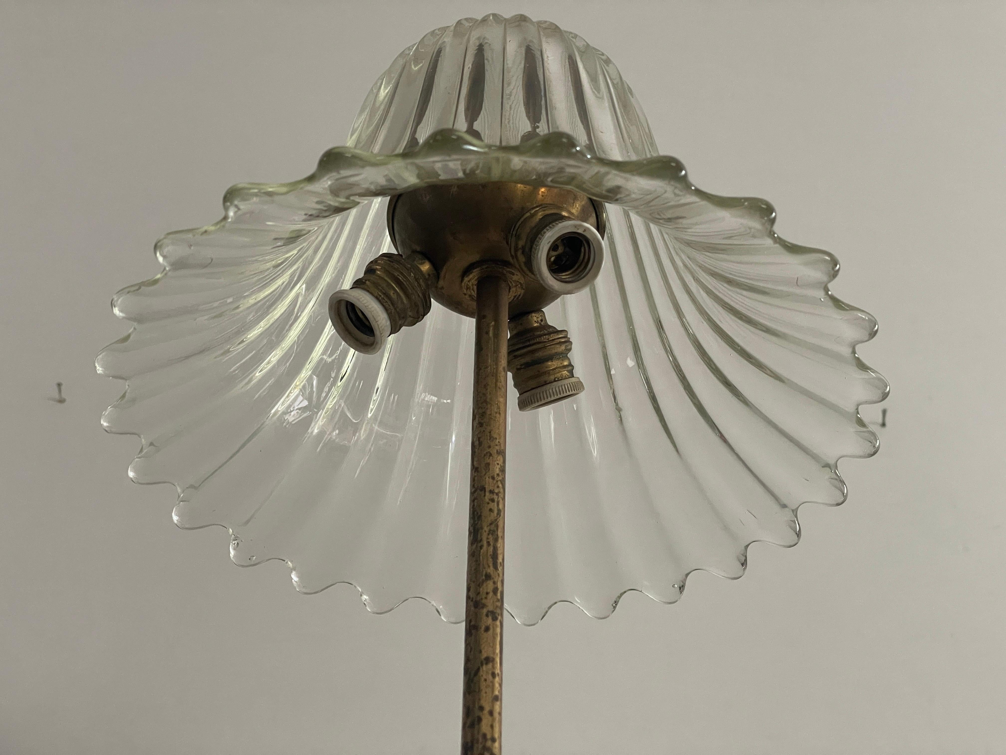 Lámpara de sobremesa de cristal artístico de Murano y latón de Barovier & Toso, años 40, Italia Latón en venta