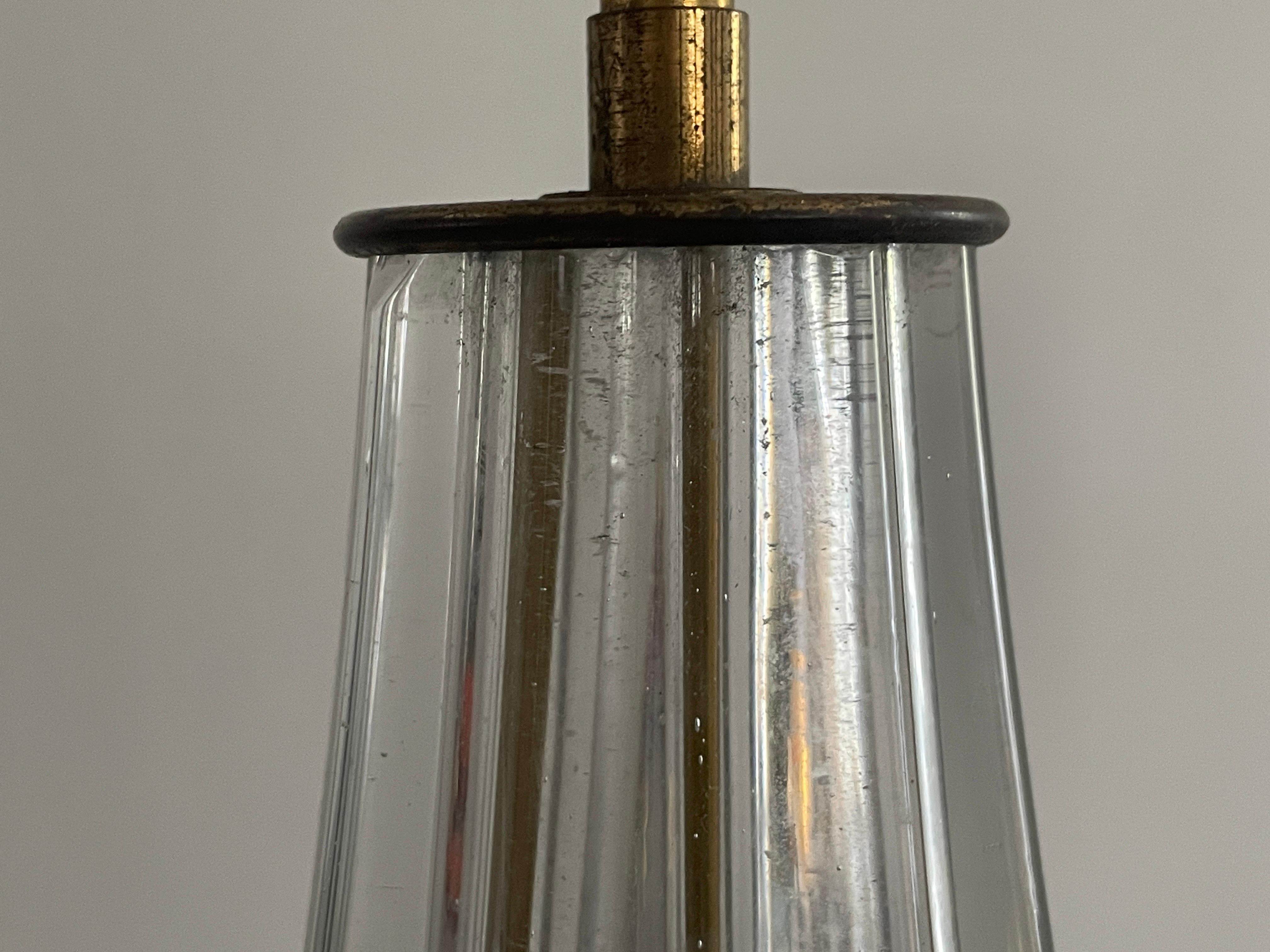 Lámpara de sobremesa de cristal artístico de Murano y latón de Barovier & Toso, años 40, Italia en venta 1