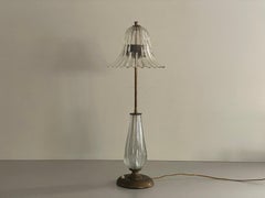 Lampada da tavolo in vetro artistico di Murano e ottone di Barovier&Toso, anni '40, Italia