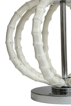 Table Lamp in Natural Bamboo Lacquered in Ivory by Riviere Italy, Made in Italy